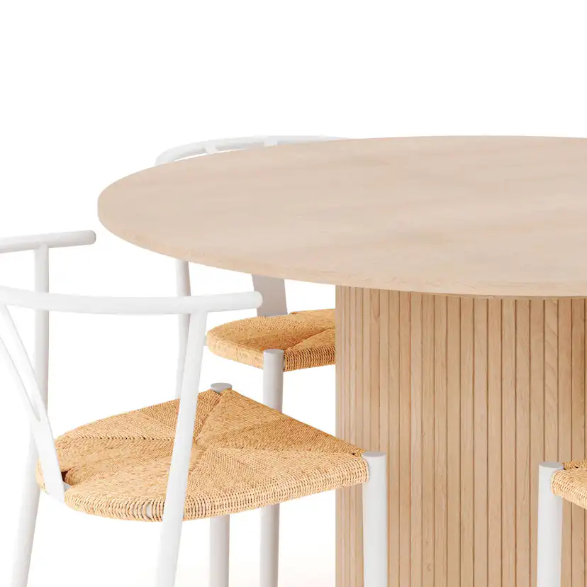 Matgrupp Bark Kopparbo Runt Matbord 130-180 cm Förlängningsbartt med 4Elysia Matstol