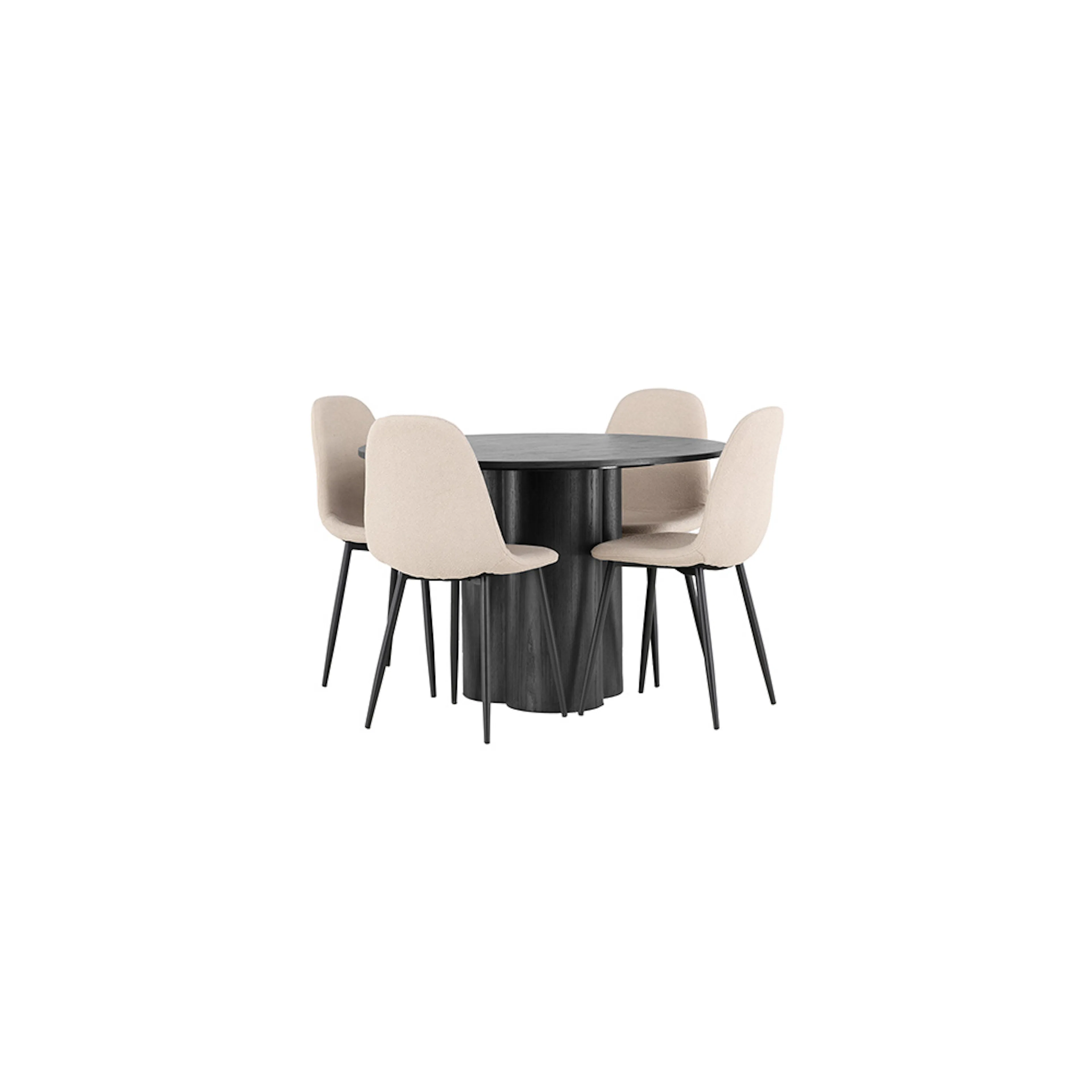 Matgrupp Venture Home Olivia Ø110 cm med 4 st Polar stolar Svart/Beige
