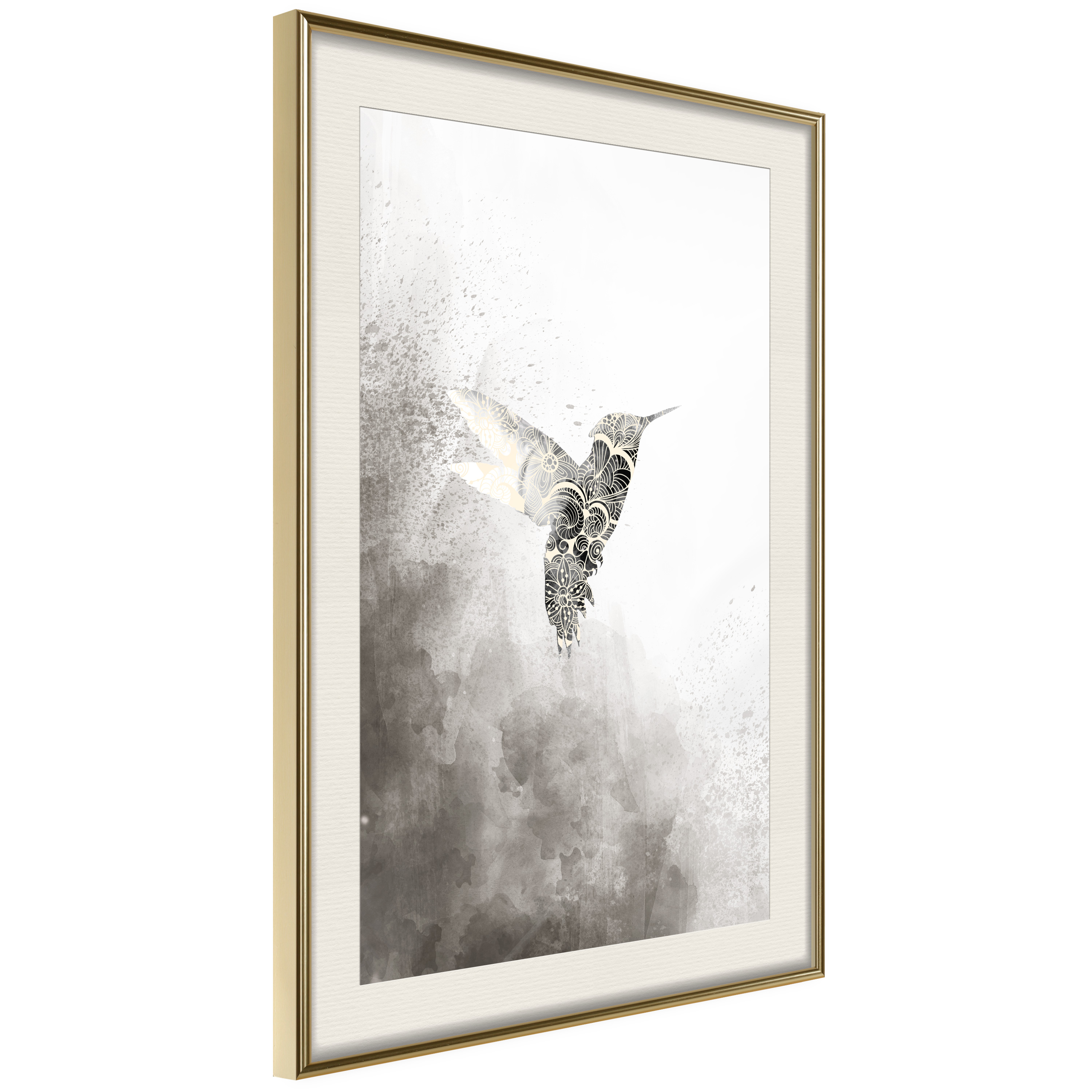 Affisch - Ethnic Hummingbird [Poster] 20x30 Guld ram med passepartout, 20x30 cm