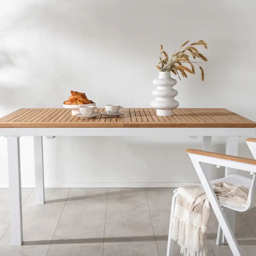 Panama - Table - 160/240*90 - Vit Alu/Teak Vit/Teak