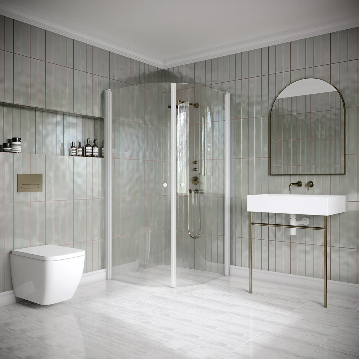 Hietakari Classic 155 800x800x1900 mm, Klarglas, Vita profiler