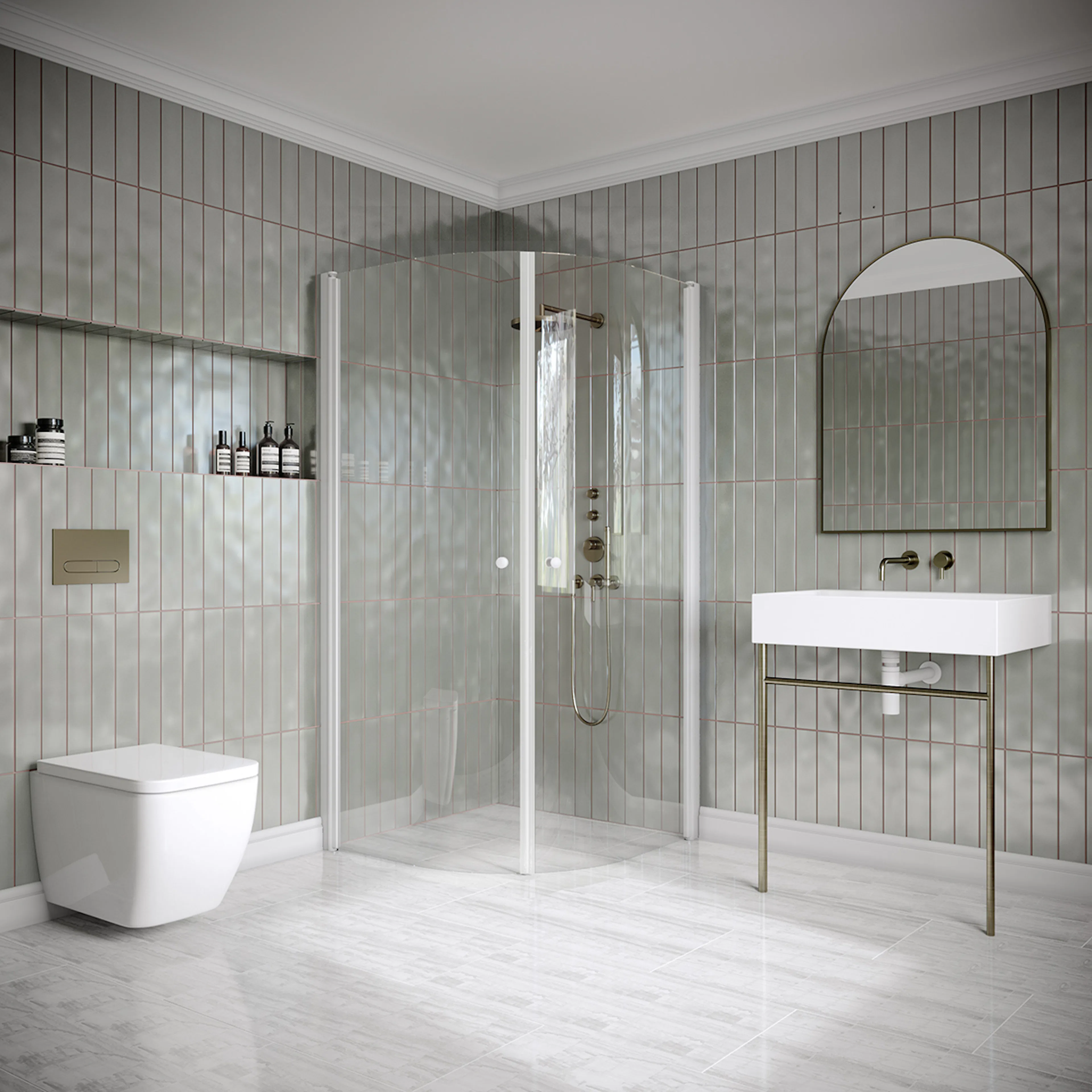Hietakari Classic 155 800x800x1900 mm, Klarglas, Vita profiler