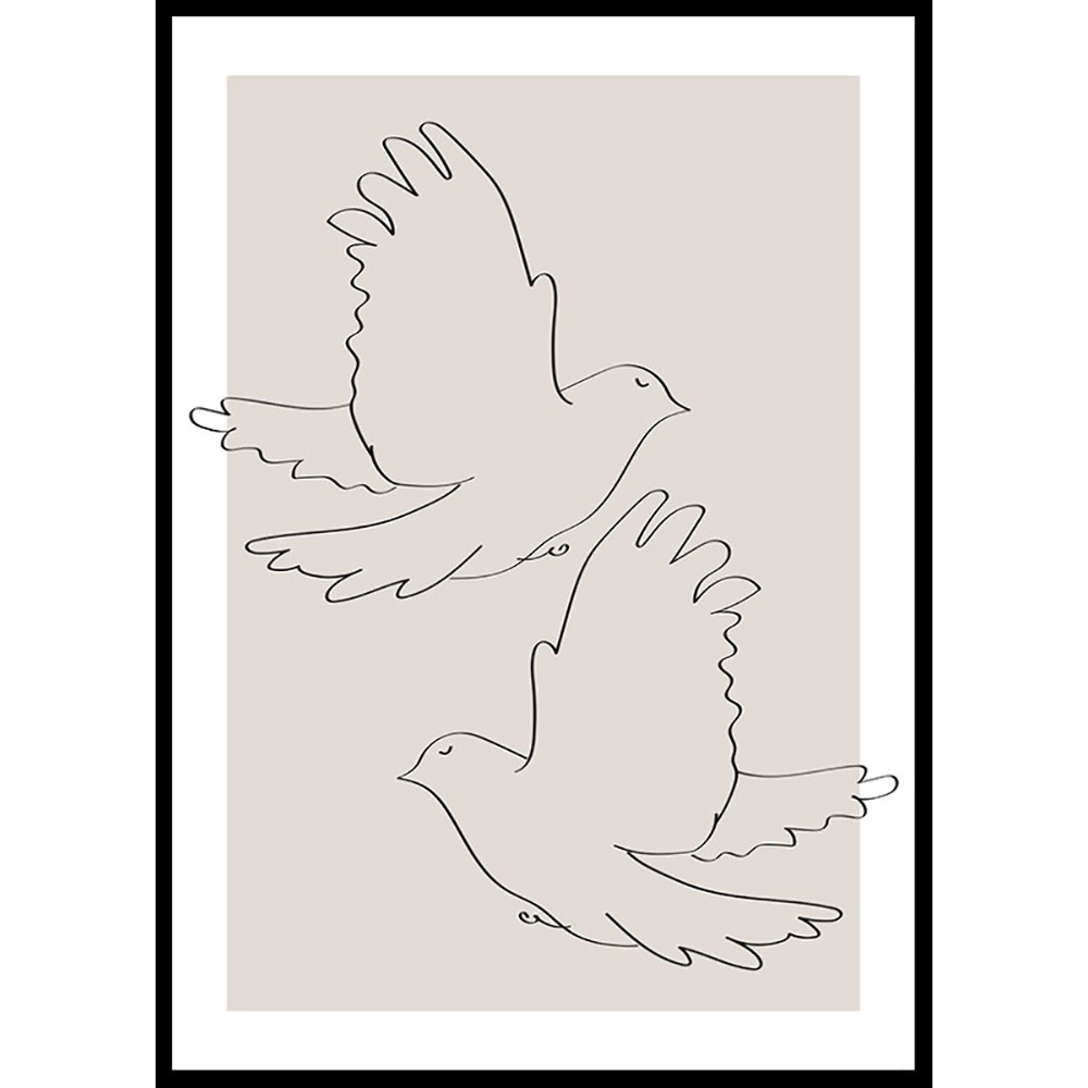 Poster Gallerix Doves Line Drawing