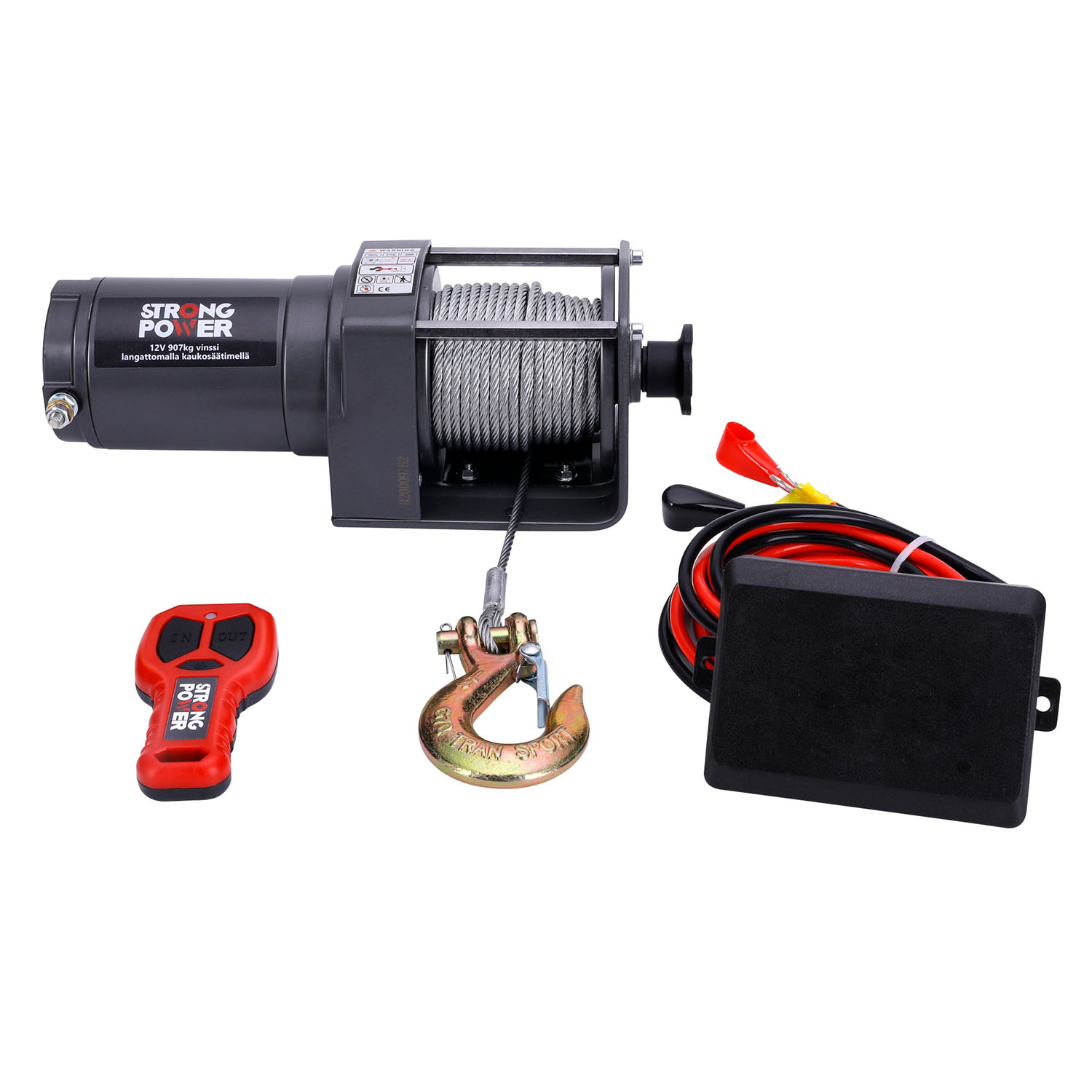Multifunktionsvinsch Strong Power 2000 12V med Trådlös Fjärrkontroll