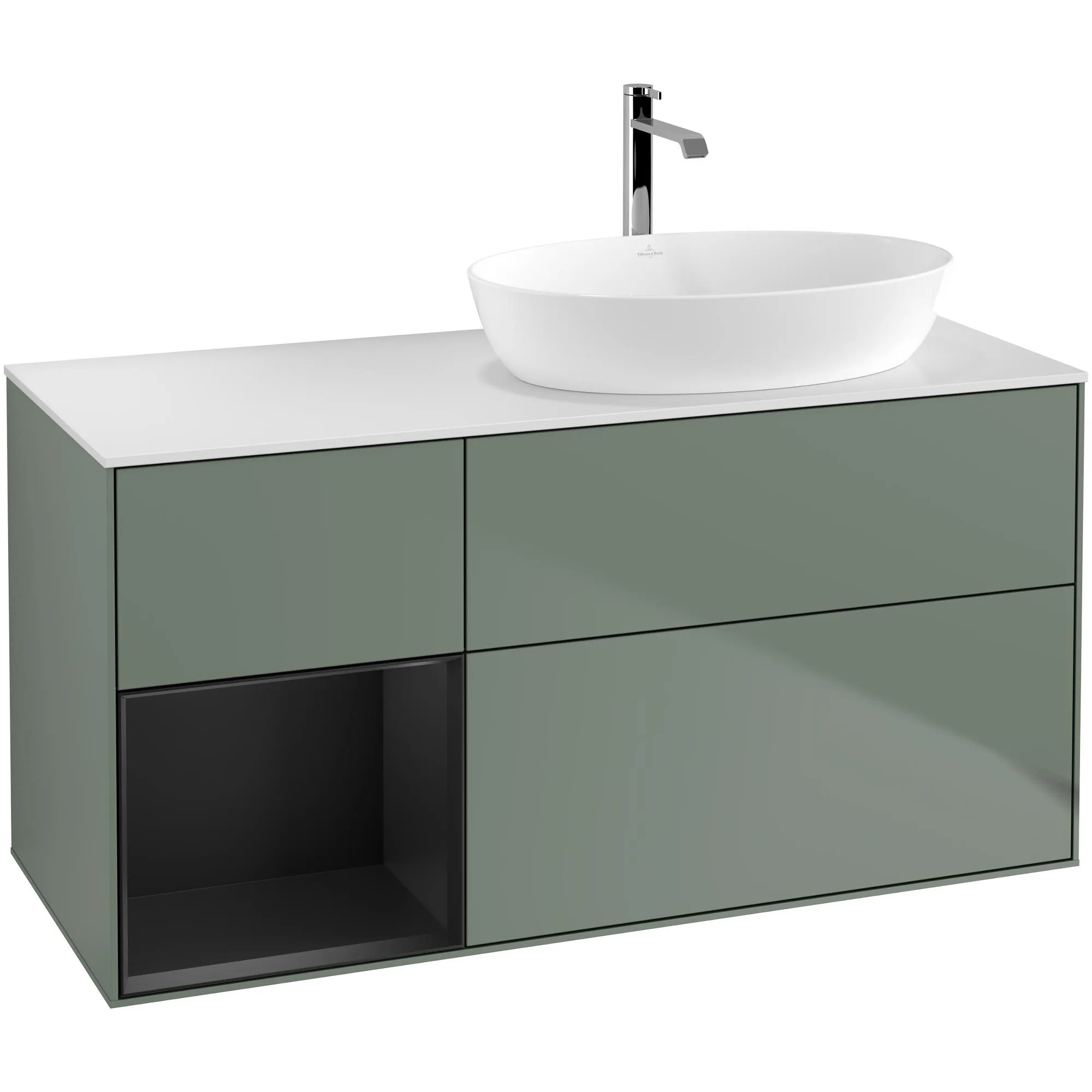 Tvättställsskåp Villeroy & Boch Finion med 3 Lådor Hylla och Bänkskiva för Ocentrerat Tvättställ från Artis & Collaro