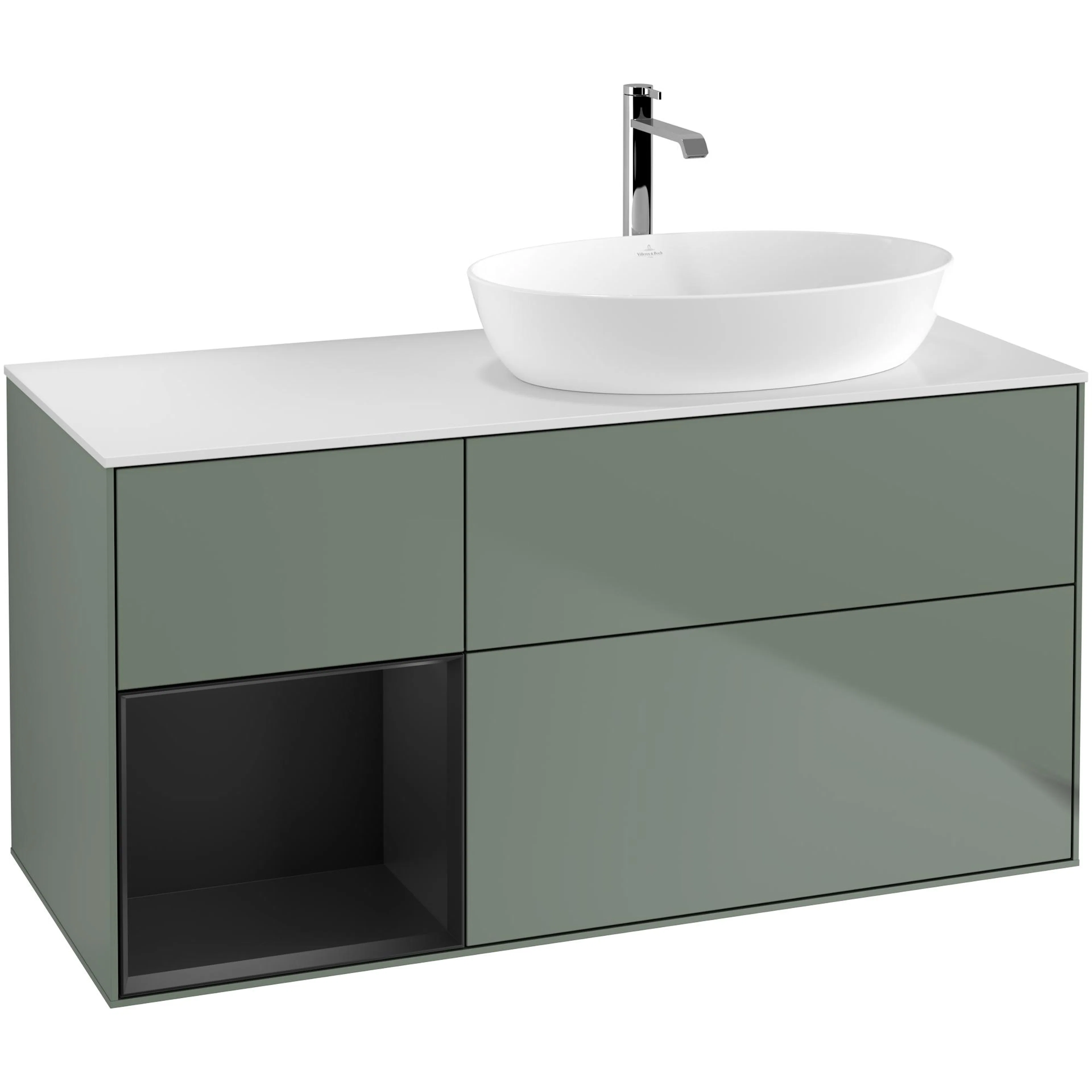 Tvättställsskåp Villeroy & Boch Finion med 3 Lådor Hylla och Bänkskiva för Ocentrerat Tvättställ från Artis & Collaro
