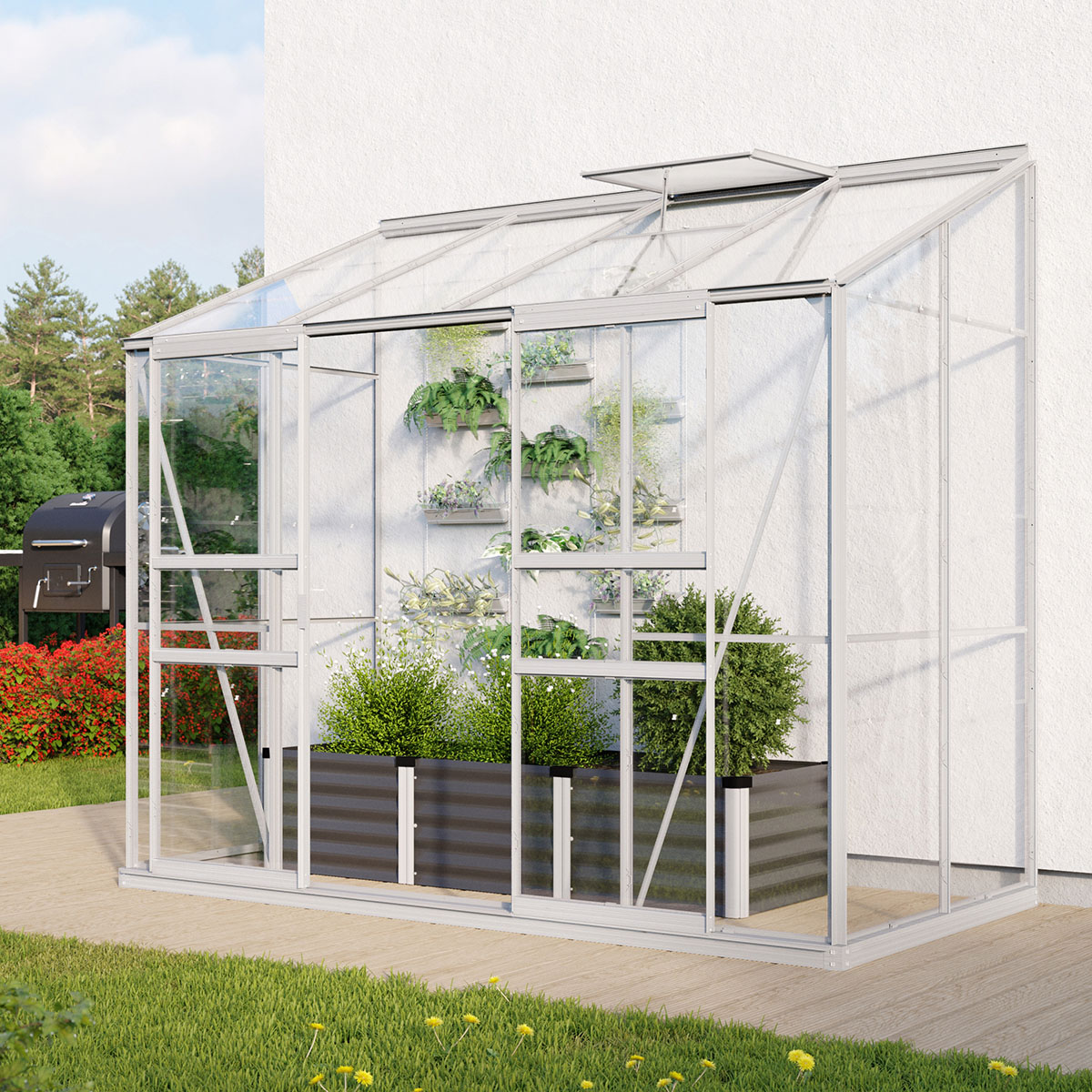 Väggväxthus Vitavia Ida 3,3 kvm aluminium glas Väggväxthus Vitavia Ida 3,3 kvm aluminium glas