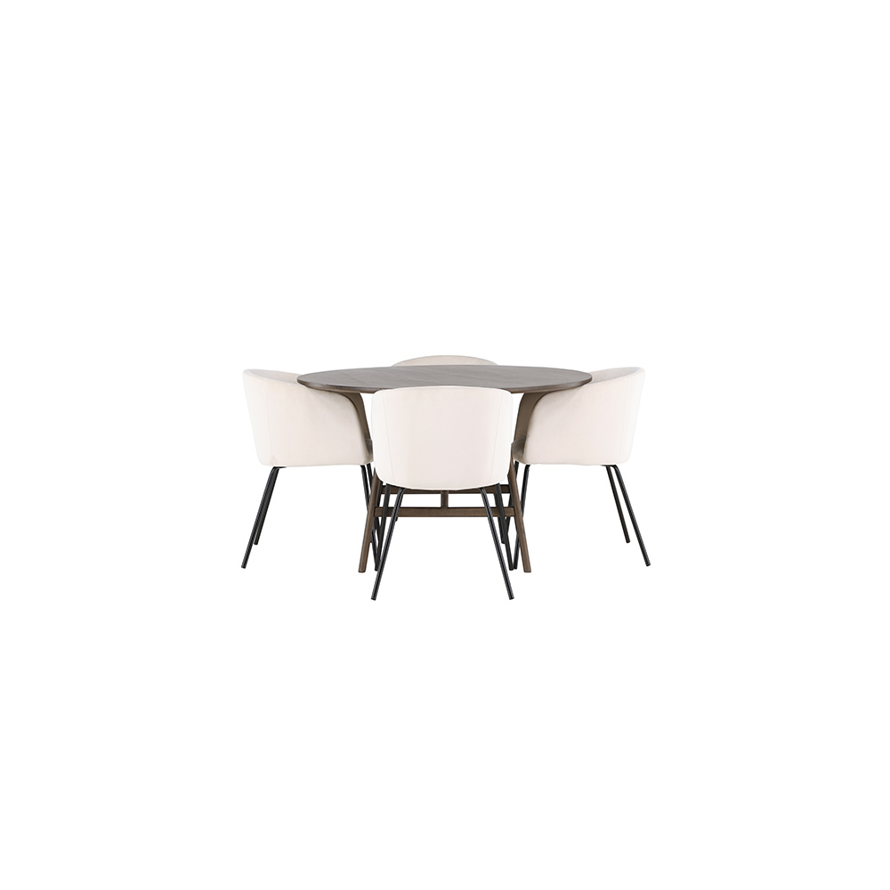 Matgrupp Venture Home Kaseidon Ø100 cm med 4 st Berit stolar