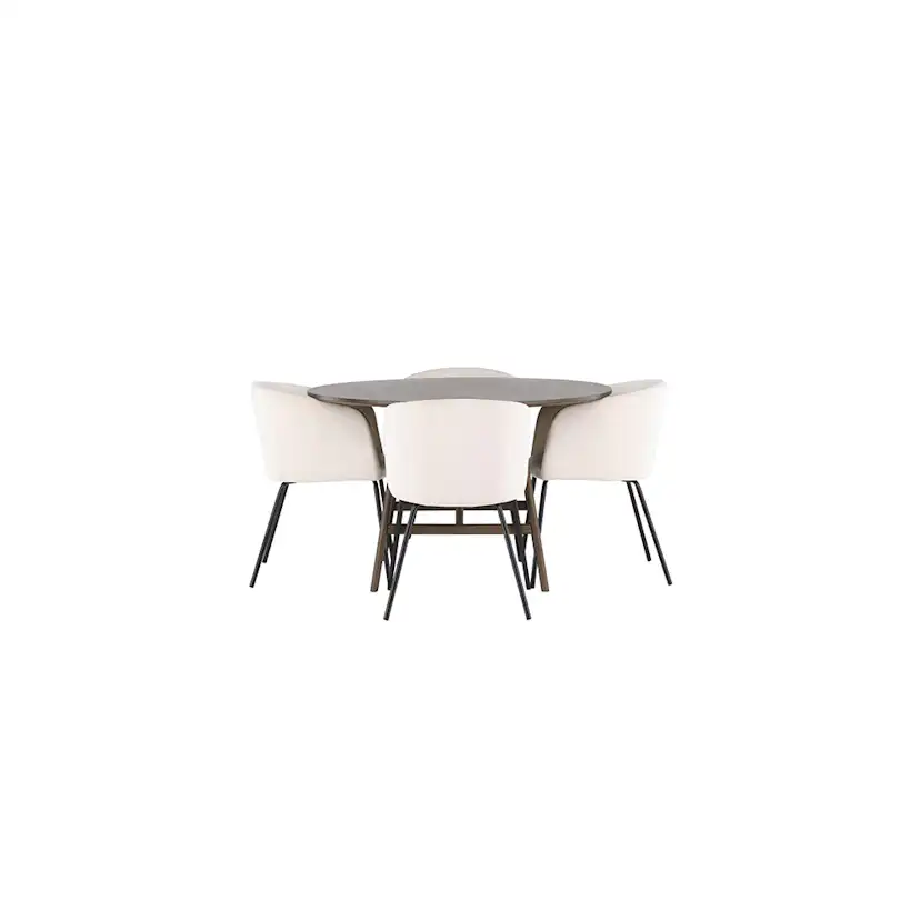 Matgrupp Venture Home Kaseidon Ø100 cm med 4 st Berit stolar