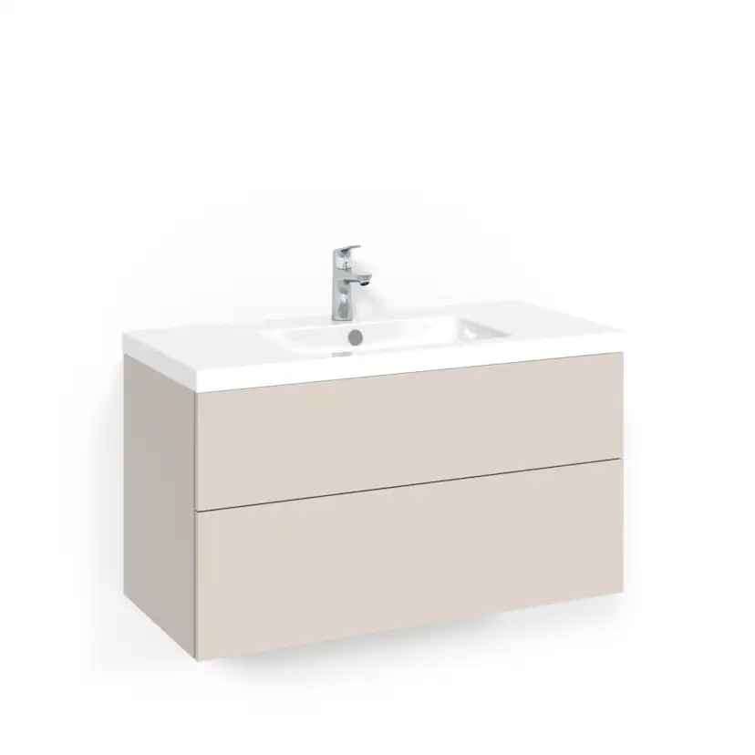 Crown Kommod 100x45 Beige Plain Light 45 Bredd 1000 mm, Beige, Utan handtag, Enkelt tvättställ
