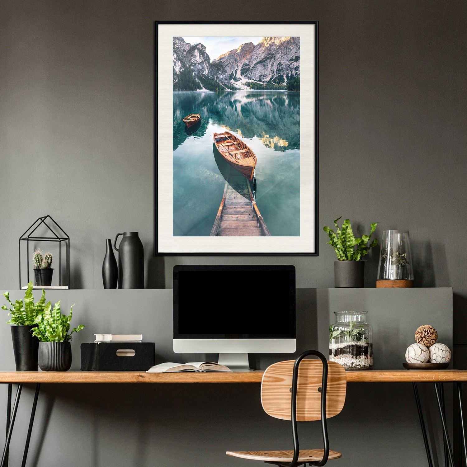 Poster Artgeist Affisch Boats In Dolomites