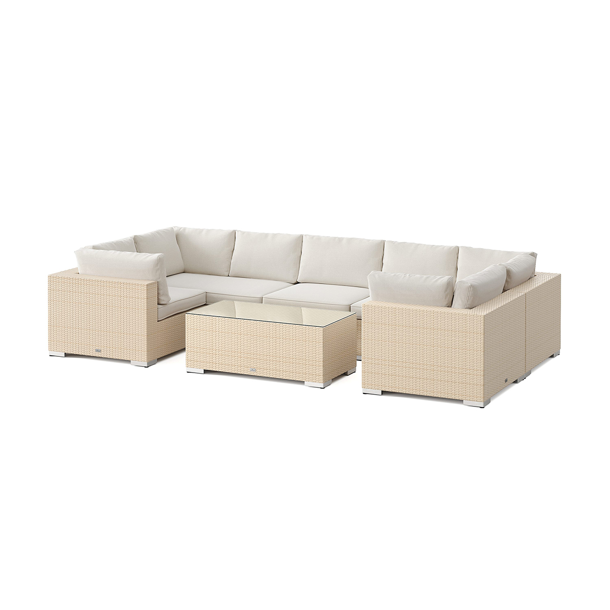 Loungegrupp Comfort Garden Bahamas U-formad utomhus loungegrupp med stängt avslut, 7-sits med bord