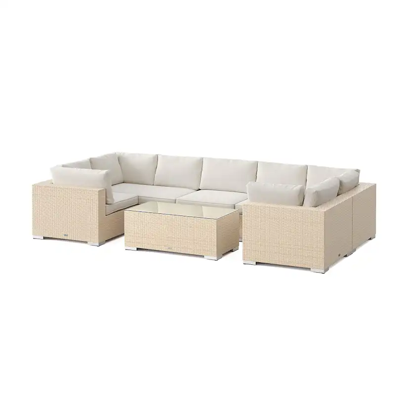 Loungegrupp Comfort Garden Bahamas U-formad utomhus loungegrupp med stängt avslut, 7-sits med bord