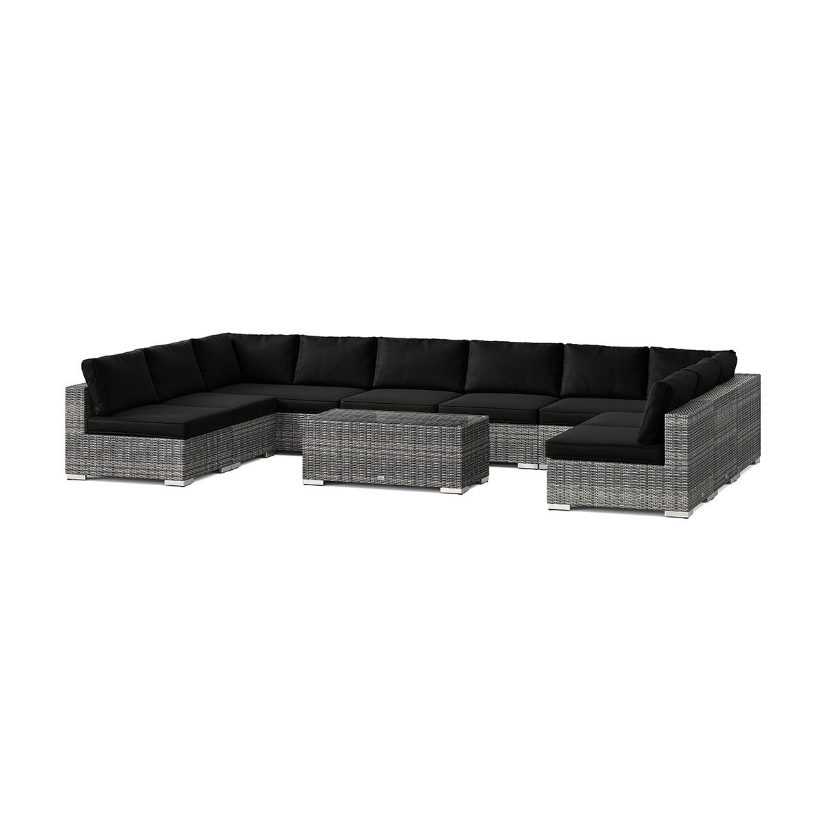 Loungegrupp Comfort Garden Bahamas U-formad utomhus loungegrupp med öppet avslut, 9-sits med bord