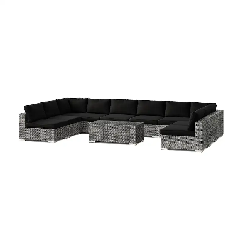 Loungegrupp Comfort Garden Bahamas U-formad utomhus loungegrupp med öppet avslut, 9-sits med bord