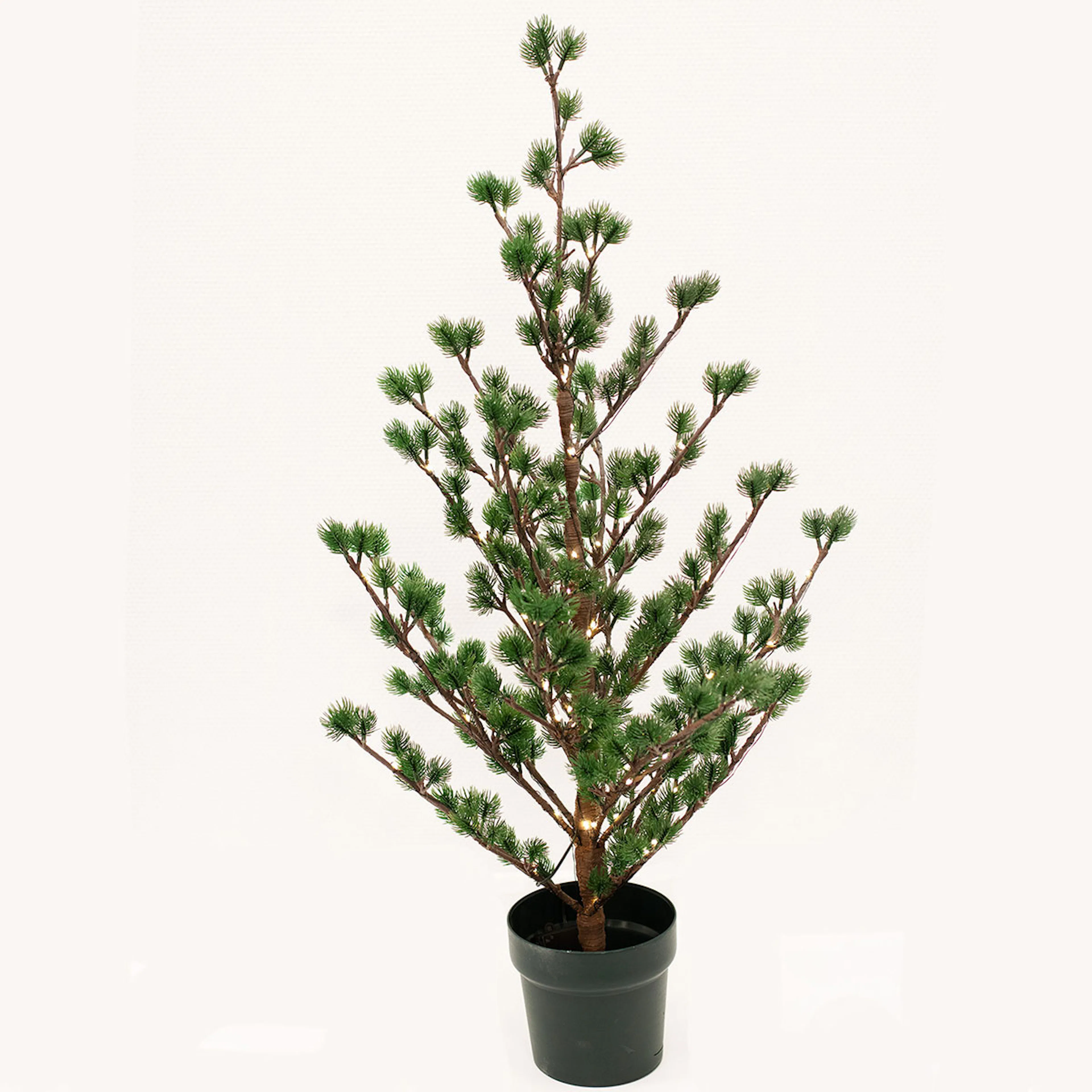 Konstgjort lärkträd i kruka, höjd 90 cm, 80 LED-lampor och batteribox med timer NORDIC WINTER