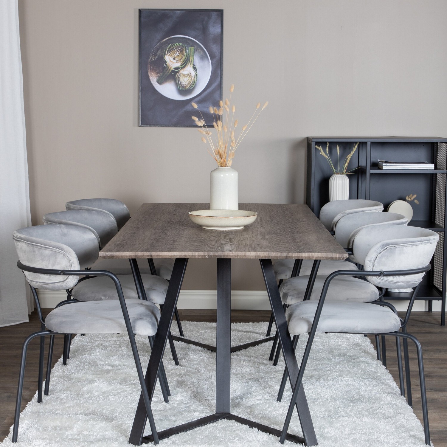 Matgrupp Venture Home Madde med 6 Aris Stolar Sammet