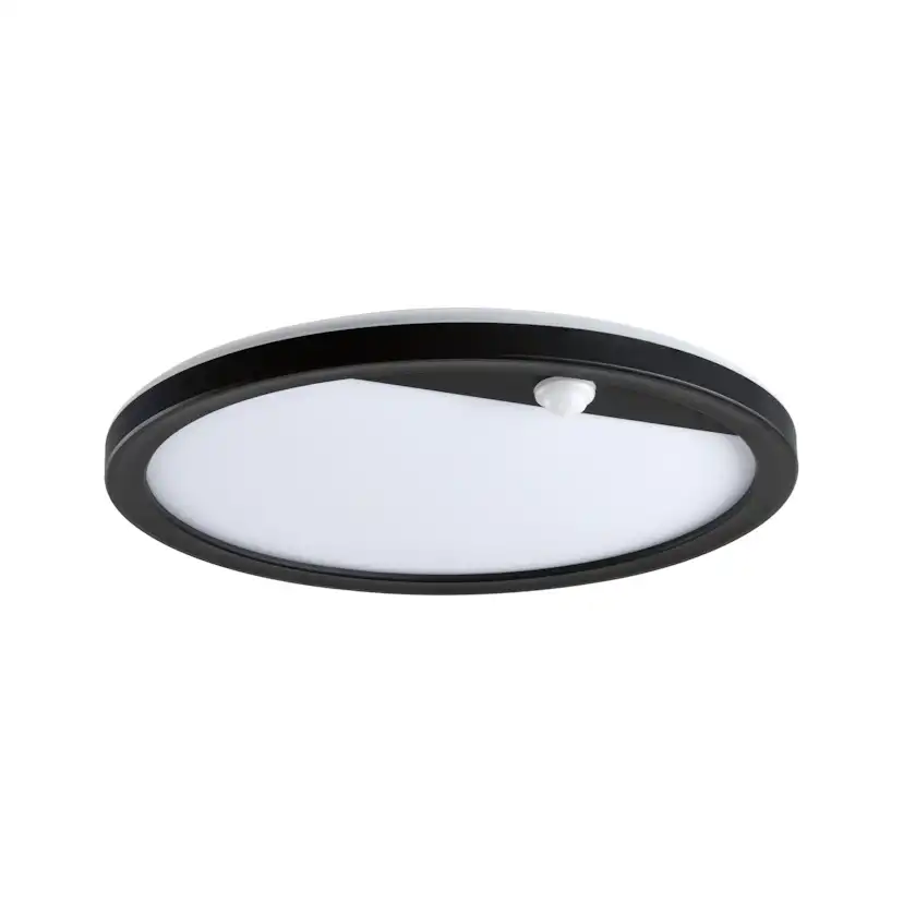 Fasad/Tak-belysning Paulmann Lamina Rund med Skymningsstyrd rörelsedetektor IP44 230V Färg: Svart, Ljus: Tunable Warm