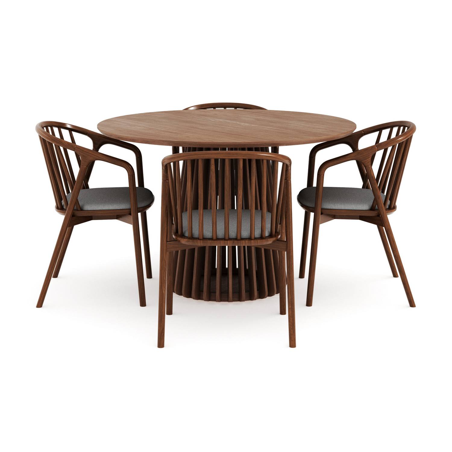 Matgrupp Bark Peyra Runt Matbord 120 cm med 4 Noira Matstol