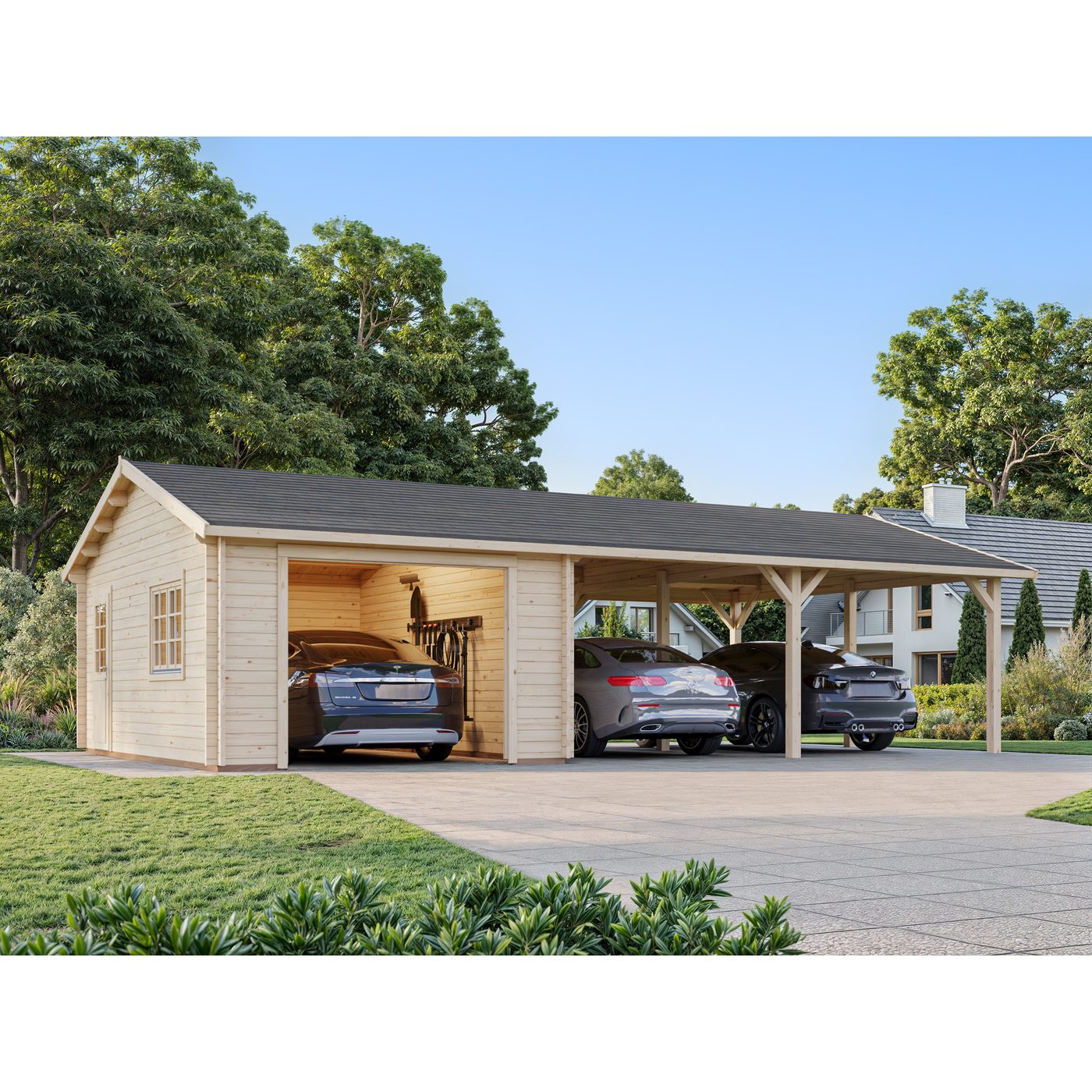 Garage Palmako Roger med Carport 53,1 m2