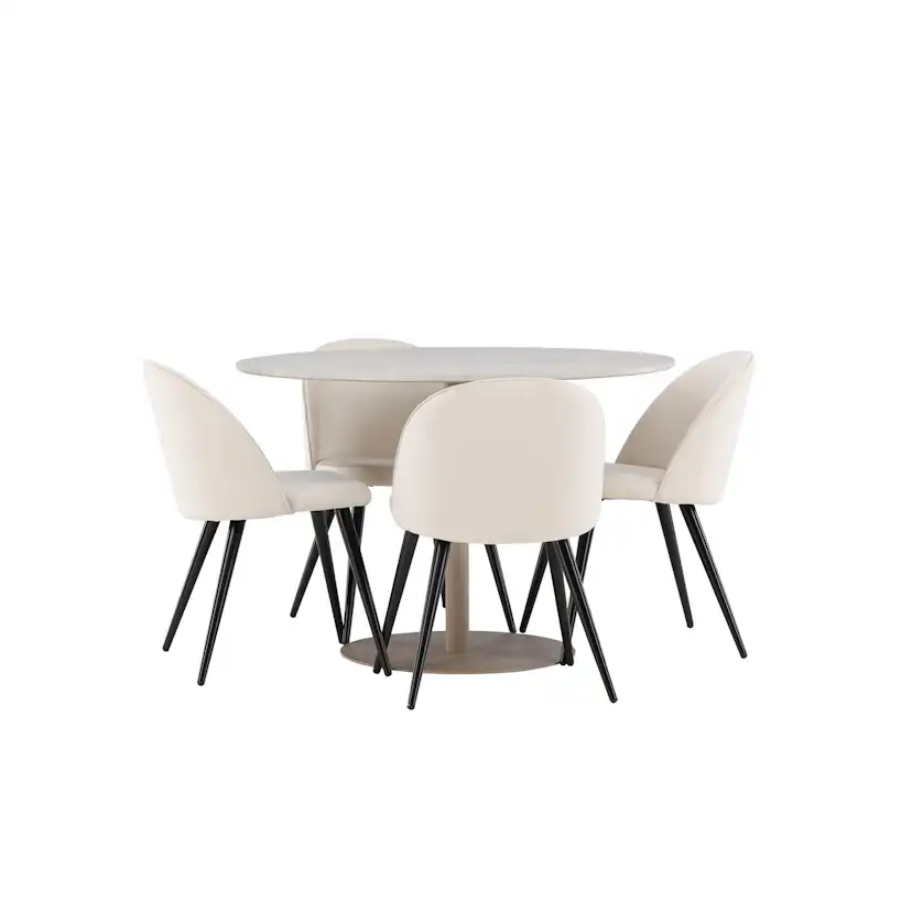 Matgrupp Venture Home Lycke Ø110 med 4 st Velvet Stolar