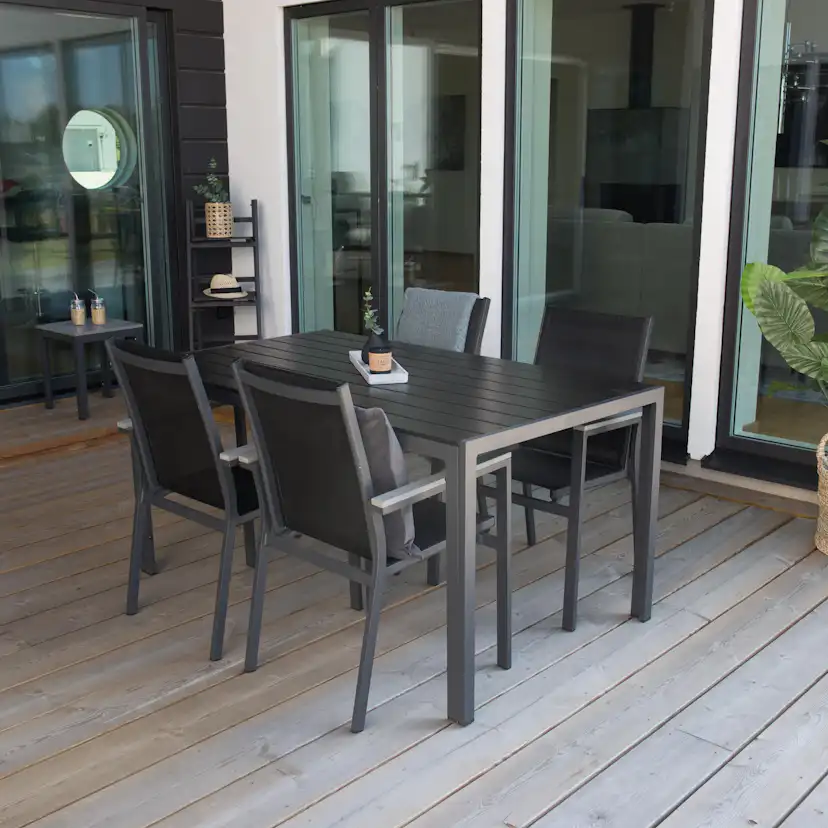 Matgrupp Utomhus Venture Home Bront 150 med 4 Pincy Trädgårdsstolar