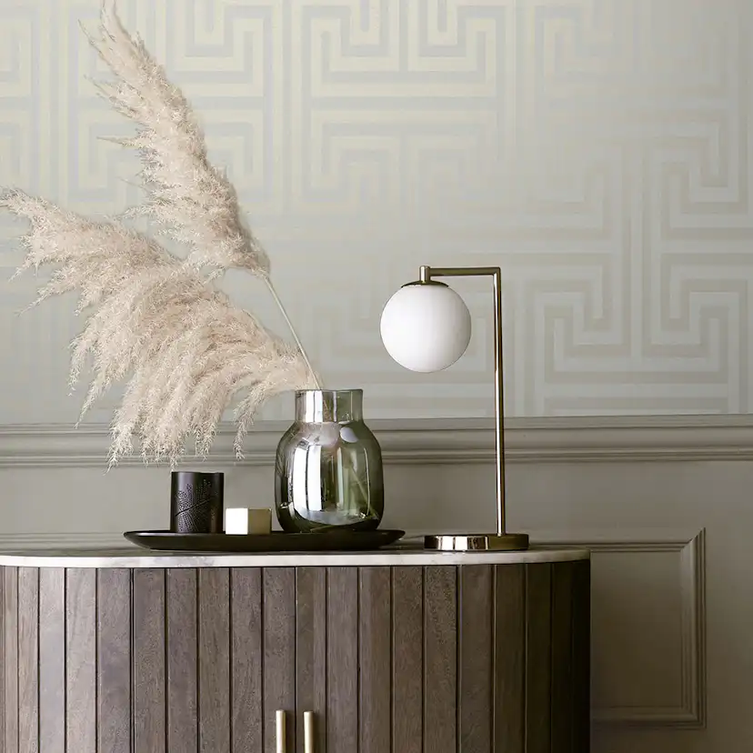 Tapet NEXT Metallic Greek Key Neutral
