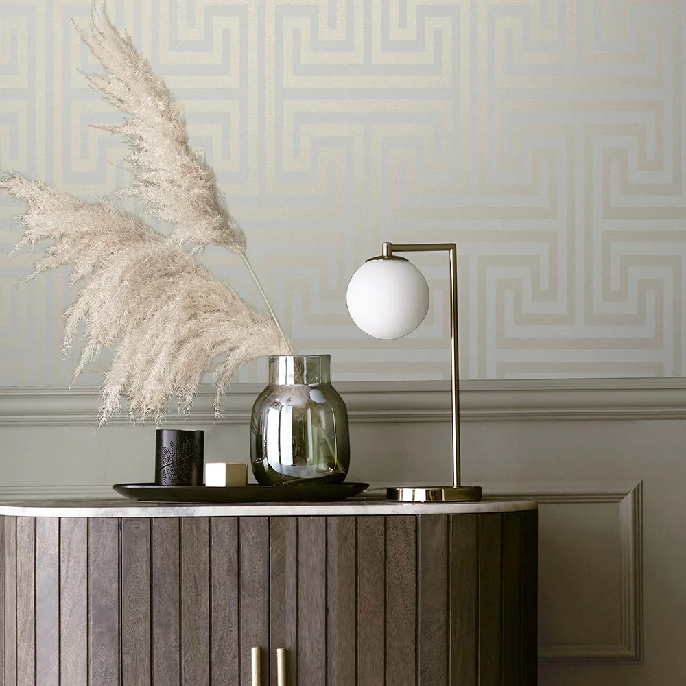 Tapet NEXT Metallic Greek Key Neutral
