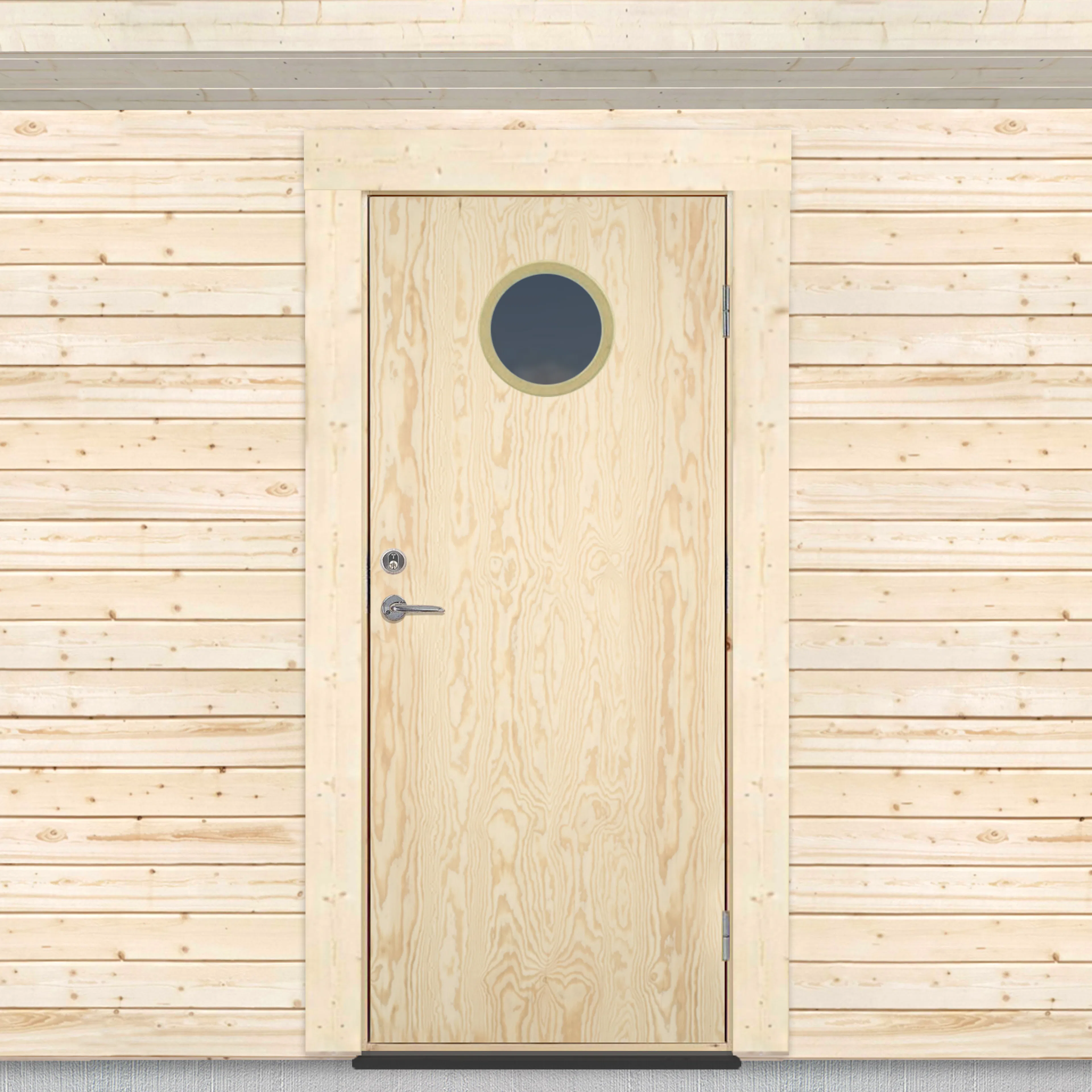 KALLFÖRRÅDSDÖRR RUNT FÖNSTER 80X185 H - OBEHANDLAD BxH: 80x185 cm, Höger