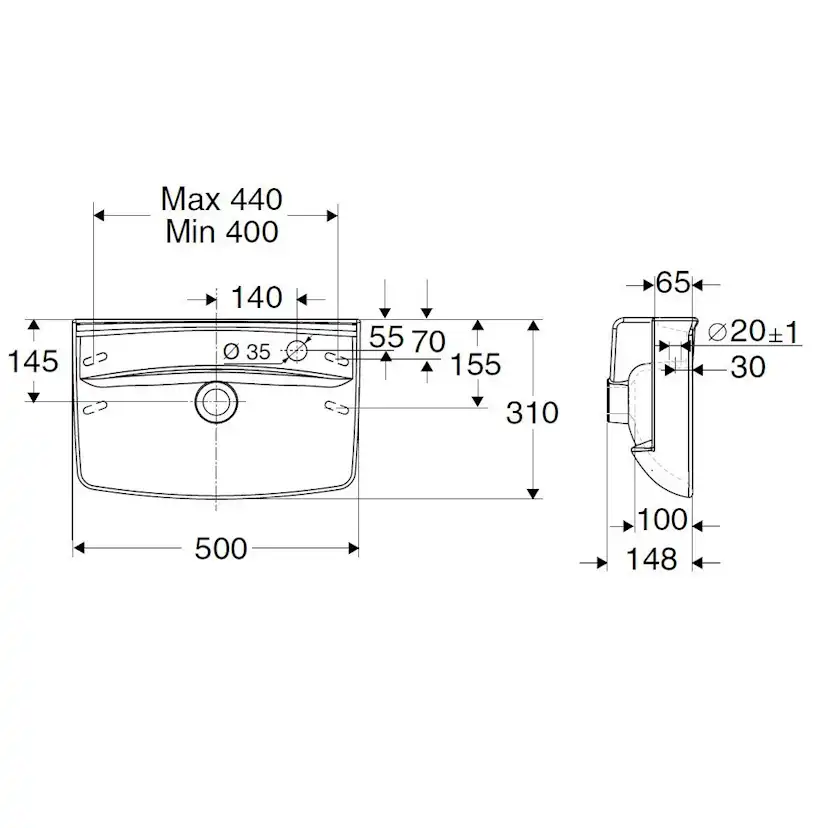 Tvättställ Ifö Spira 50 cm