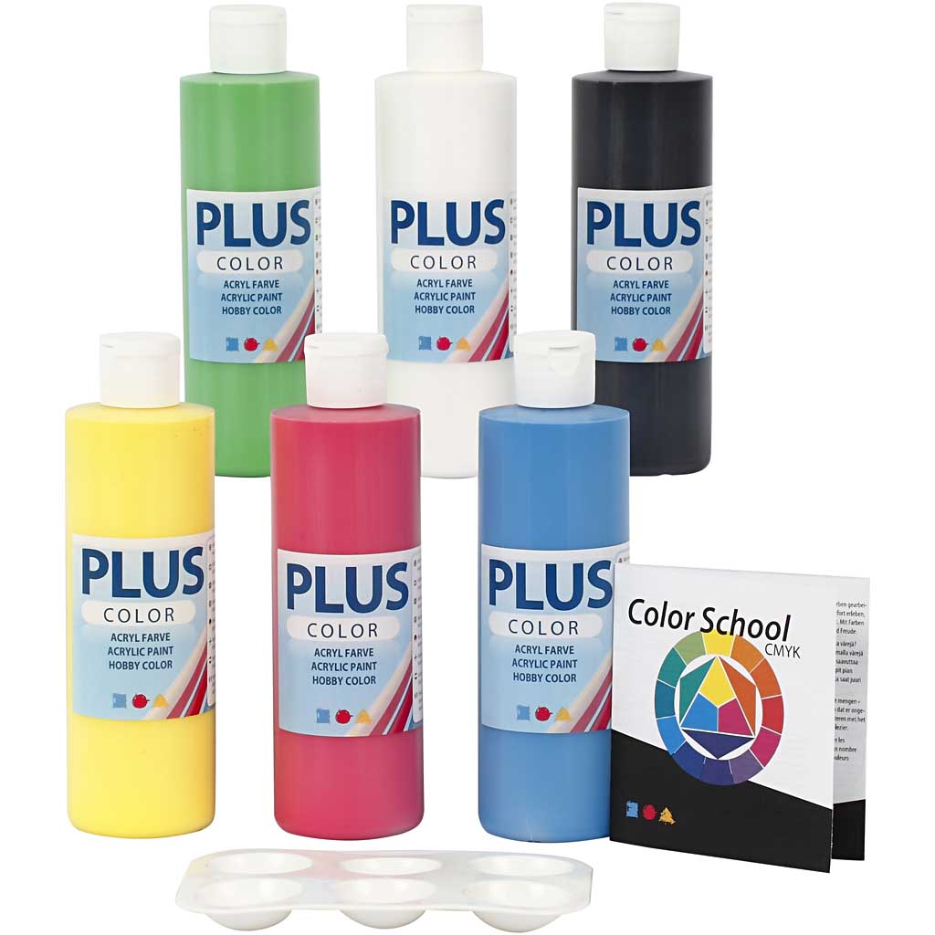 Hobbyfärg Creativ Company Plus Color Primärfärger 6x250 ml/1 Förp