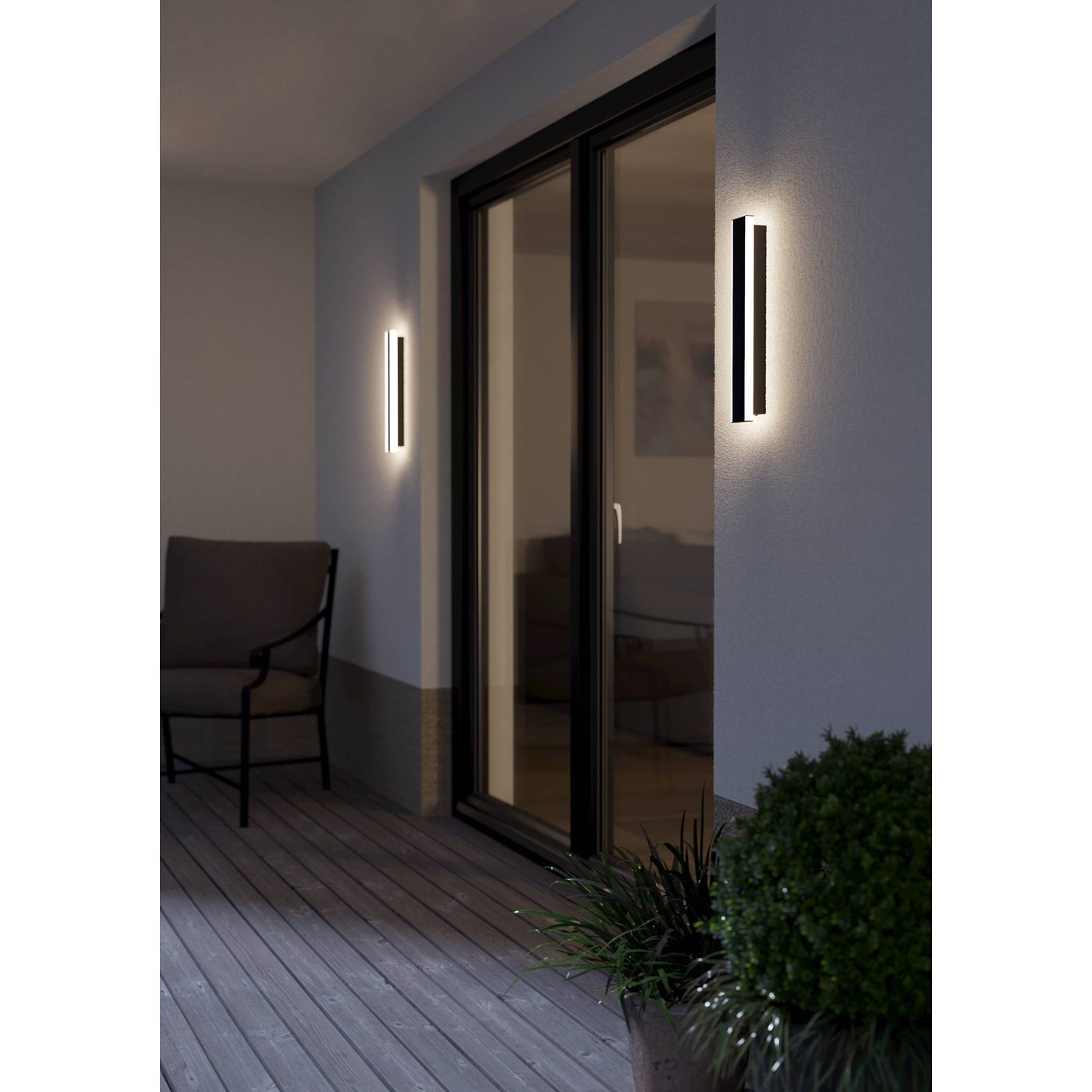 AL-LED-WL/2 L-380 SCHWARZ/WS 'NEVIANO' 380 mm