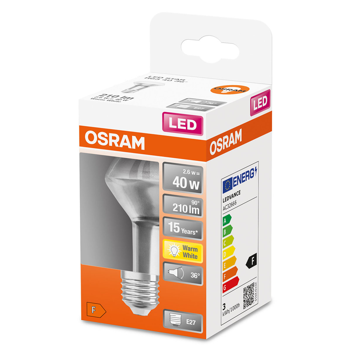 LED-Lampa Osram R63 (40) E27 36gr 827