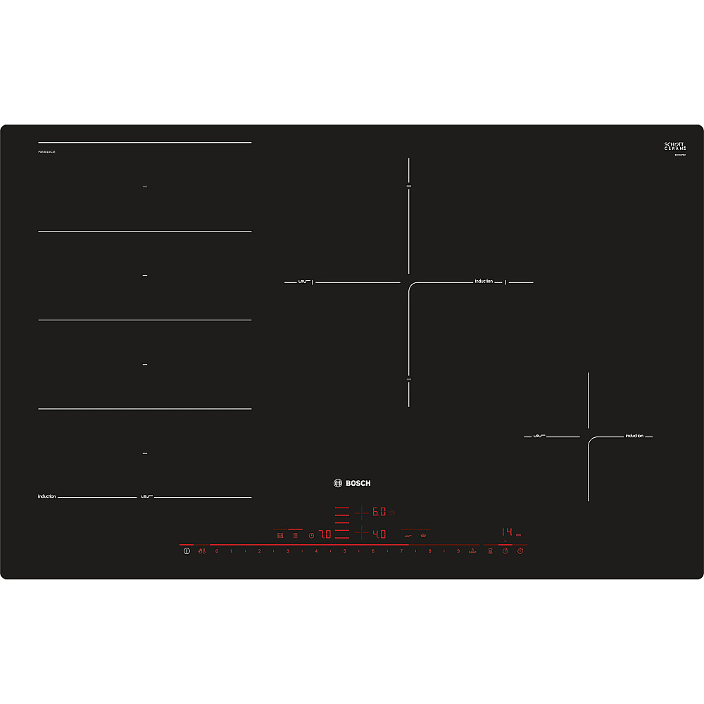 Induktionshäll BOSCH Serie 8 PXE801DC1E Svart 80cm flexzoner