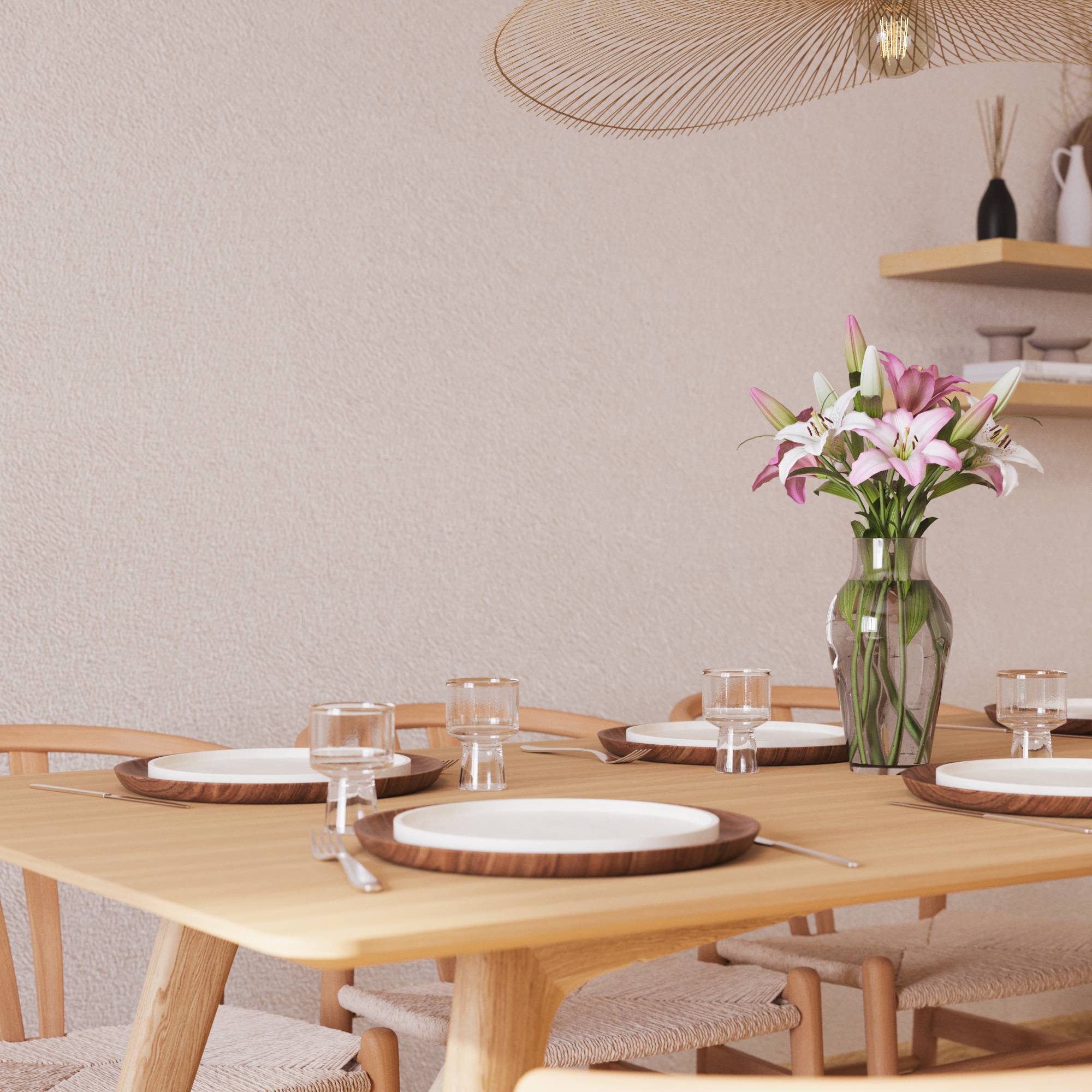 Matgrupp Bark Jerup Rektangulärt Matbord 180 cm med 6Dastoori Matstol