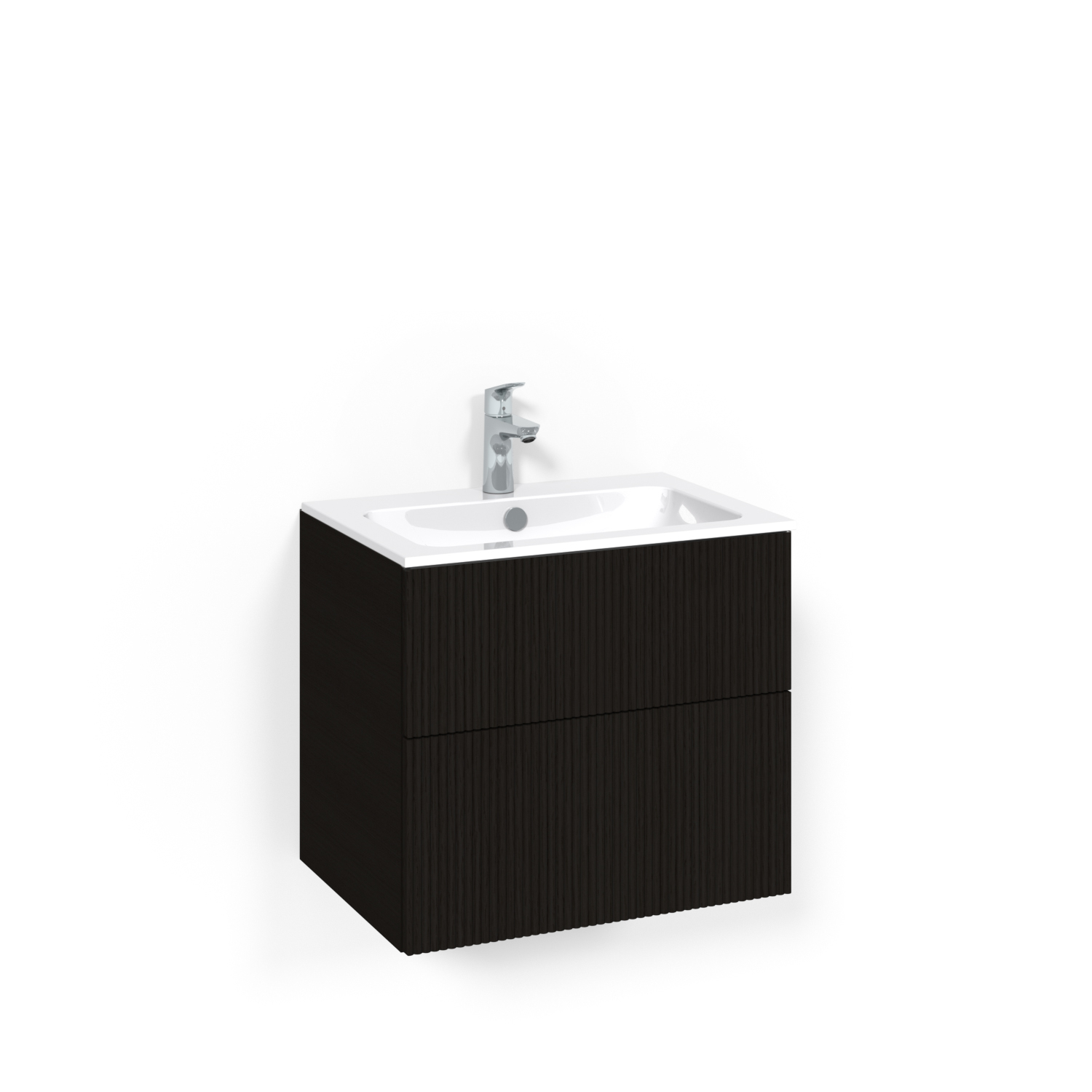 Crown Kom 60x45 Sv Li PO L14 Svart Ek, 600 mm, Tvättställ Light 14, Med Pushfunktion