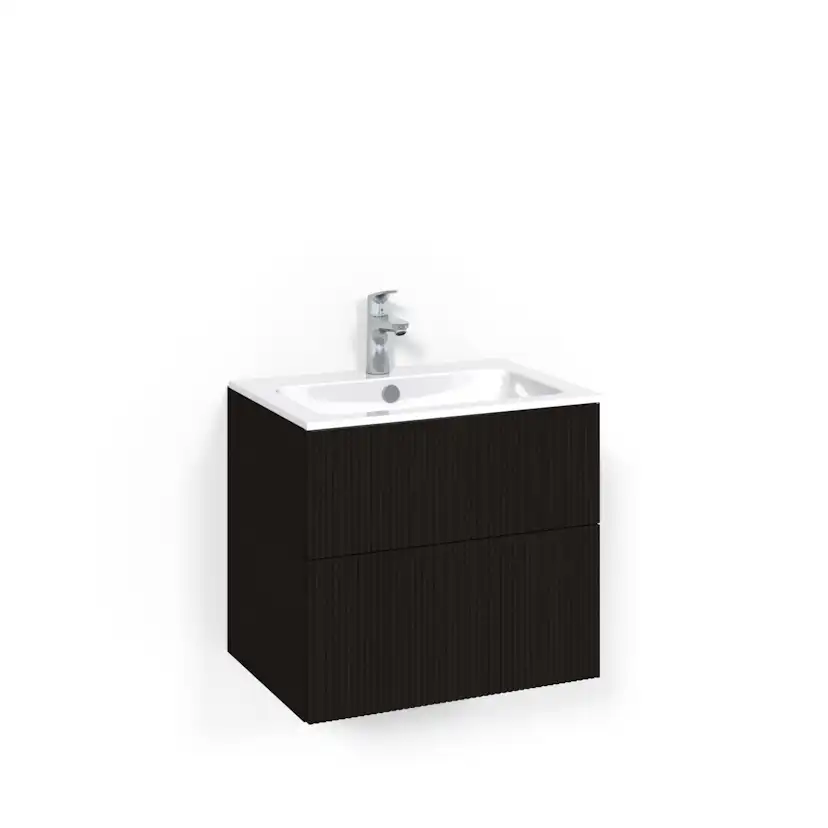 Crown Kom 60x45 Sv Li PO L14 Svart Ek, 600 mm, Tvättställ Light 14, Med Pushfunktion