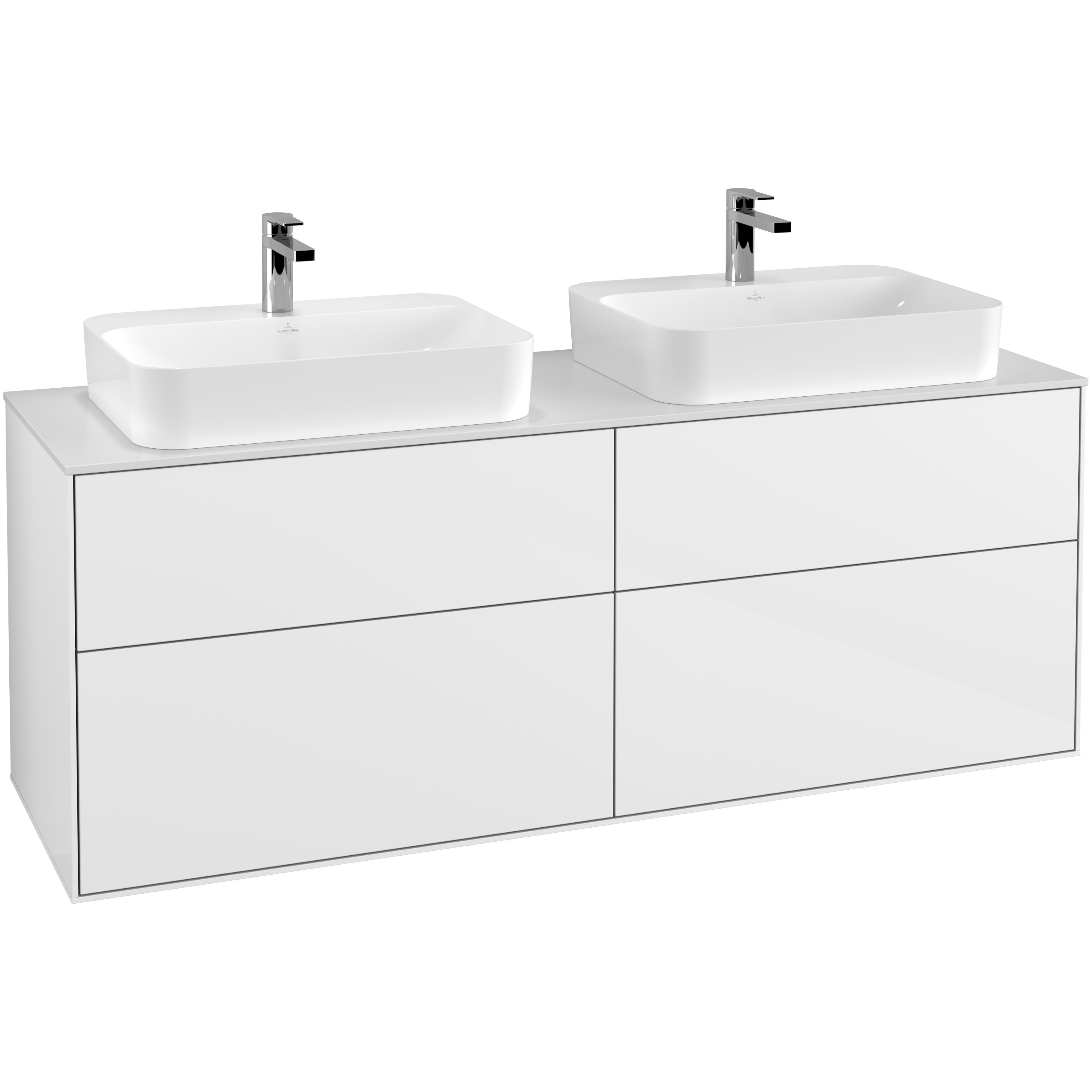 Tvättställsskåp Villeroy & Boch Finion med 4 Lådor och Bänkskiva för Två Ytmonterade Tvättställ