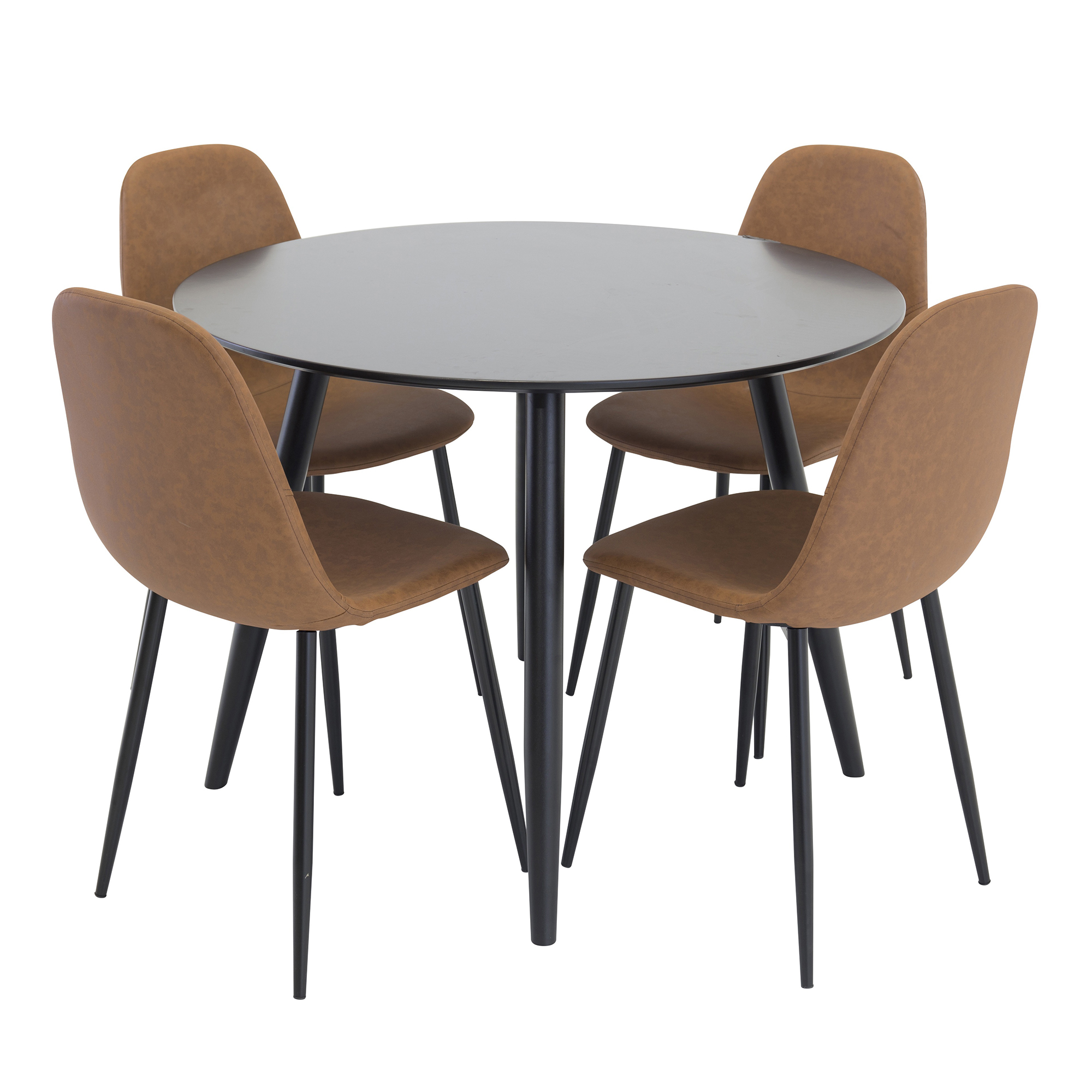 Matgrupp Venture Home Plake med 4 Pobbie Stolar Konstläder Brun