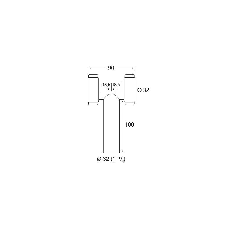 T-adapter Barka 1 1/4"