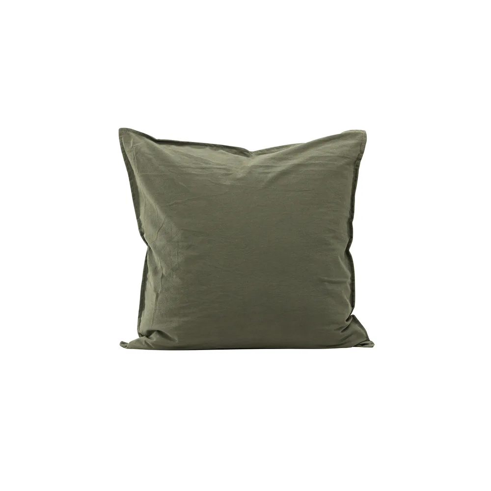 Ronja Cushion Cover Washed Cotton - Green Grön