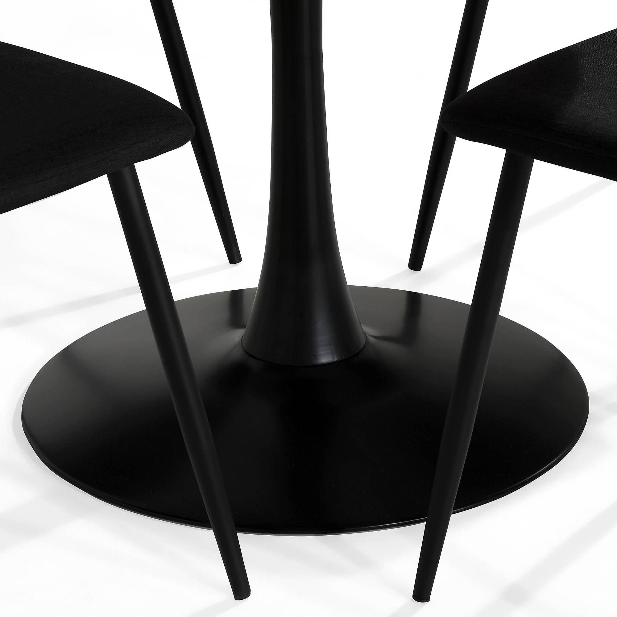 Matgrupp Basic Home Caitly Runt Matbord 100 cm Svart Bas med 4 Nibe Matstol