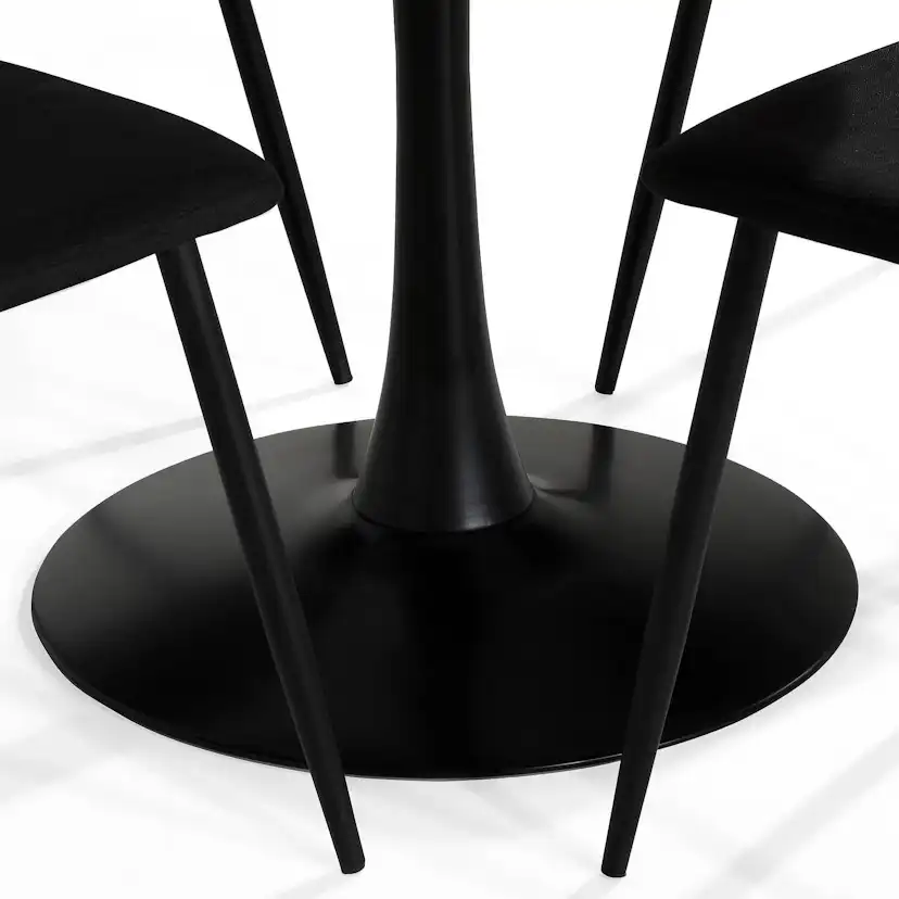Matgrupp Basic Home Caitly Runt Matbord 100 cm Svart Bas med 4 Nibe Matstol