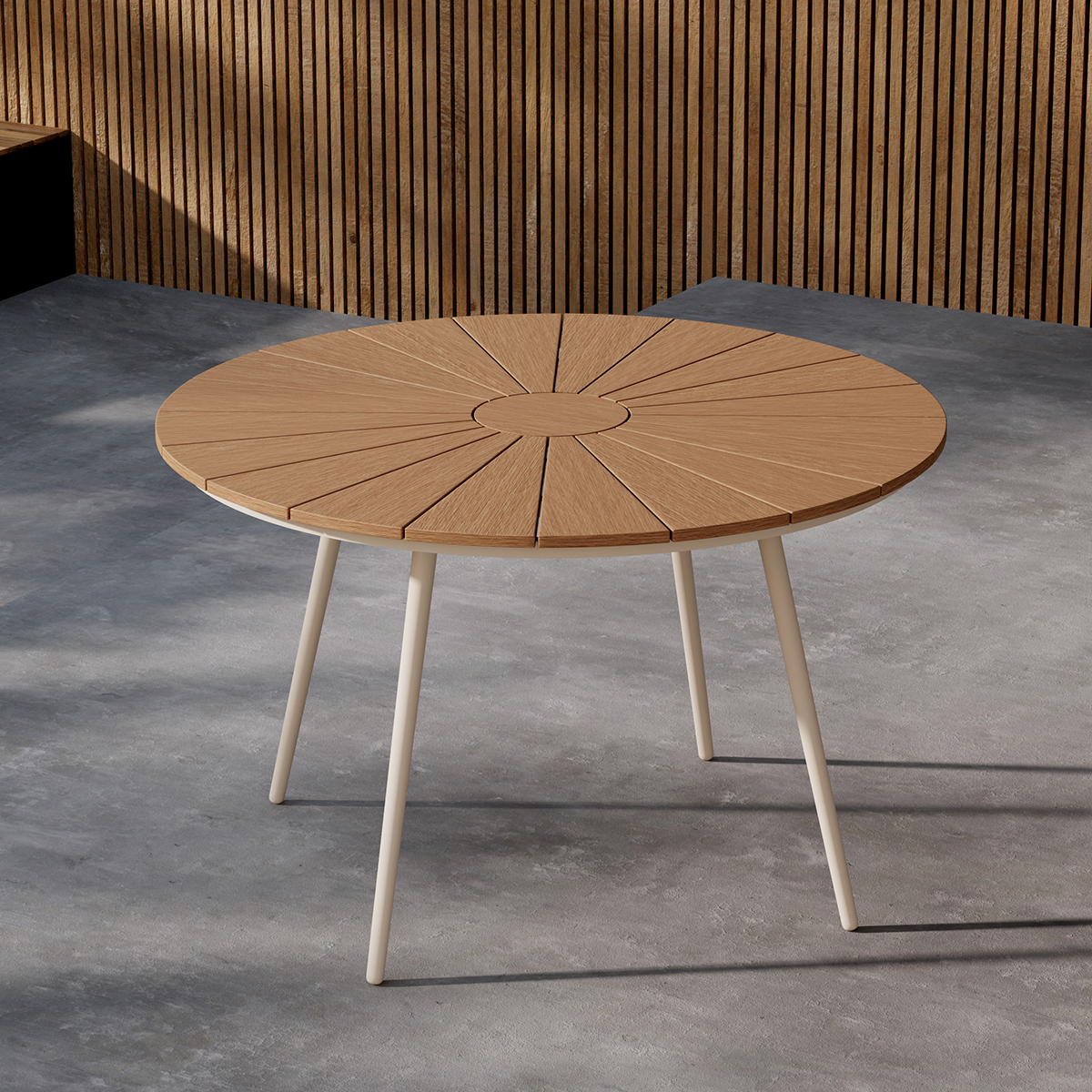 San Vito Dining Table Ø120 - Beige / Wood Beige