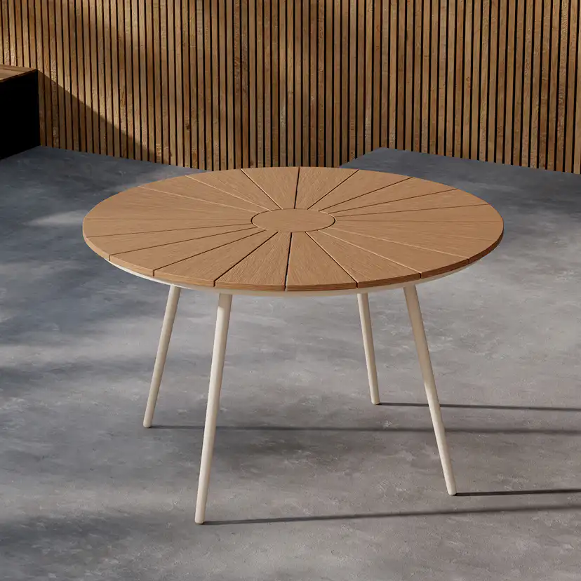 San Vito Dining Table Ø120 - Beige / Wood Beige