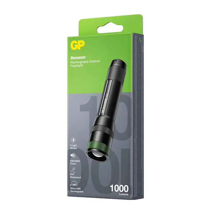 Uppladdningsbar Ficklampa GP Batteries Discovery CR42 1000lm Svart