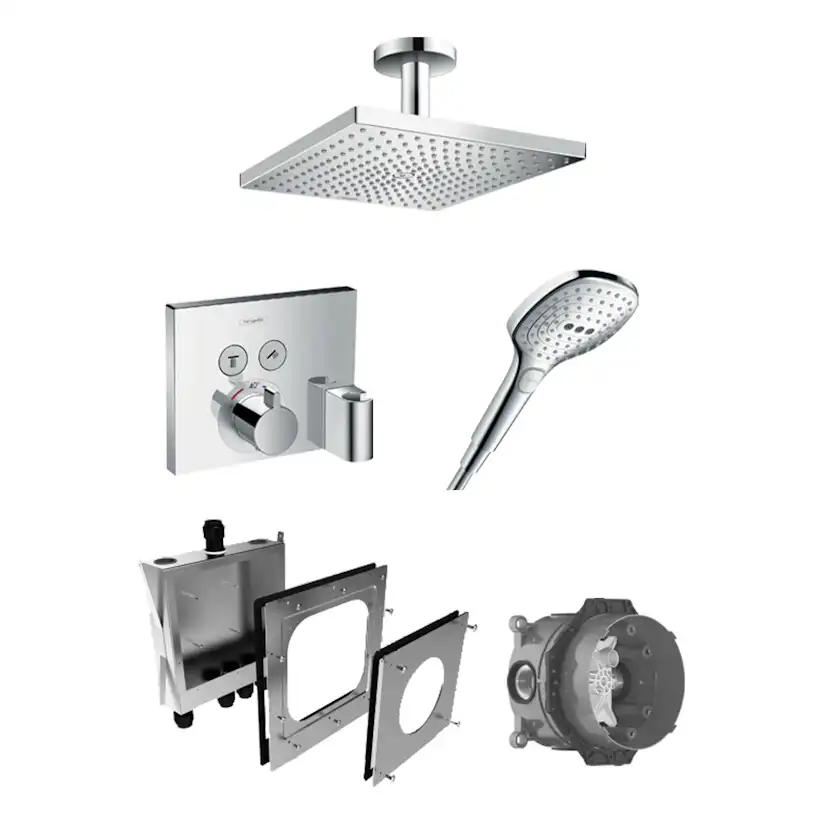 Inbyggnadspaket Dusch Hansgrohe Raindance E Select Takdusch: Takanslutning