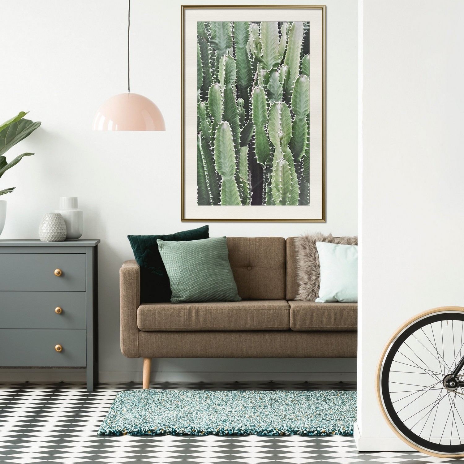 Affisch - Cactus Garden [Poster] 30x45 Guld ram med passepartout, 30x45 cm