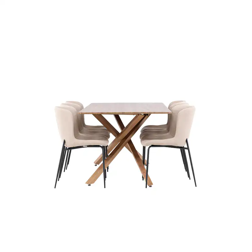 Piazza Dining Table with Modesto Dining Chair Mocka/Beige