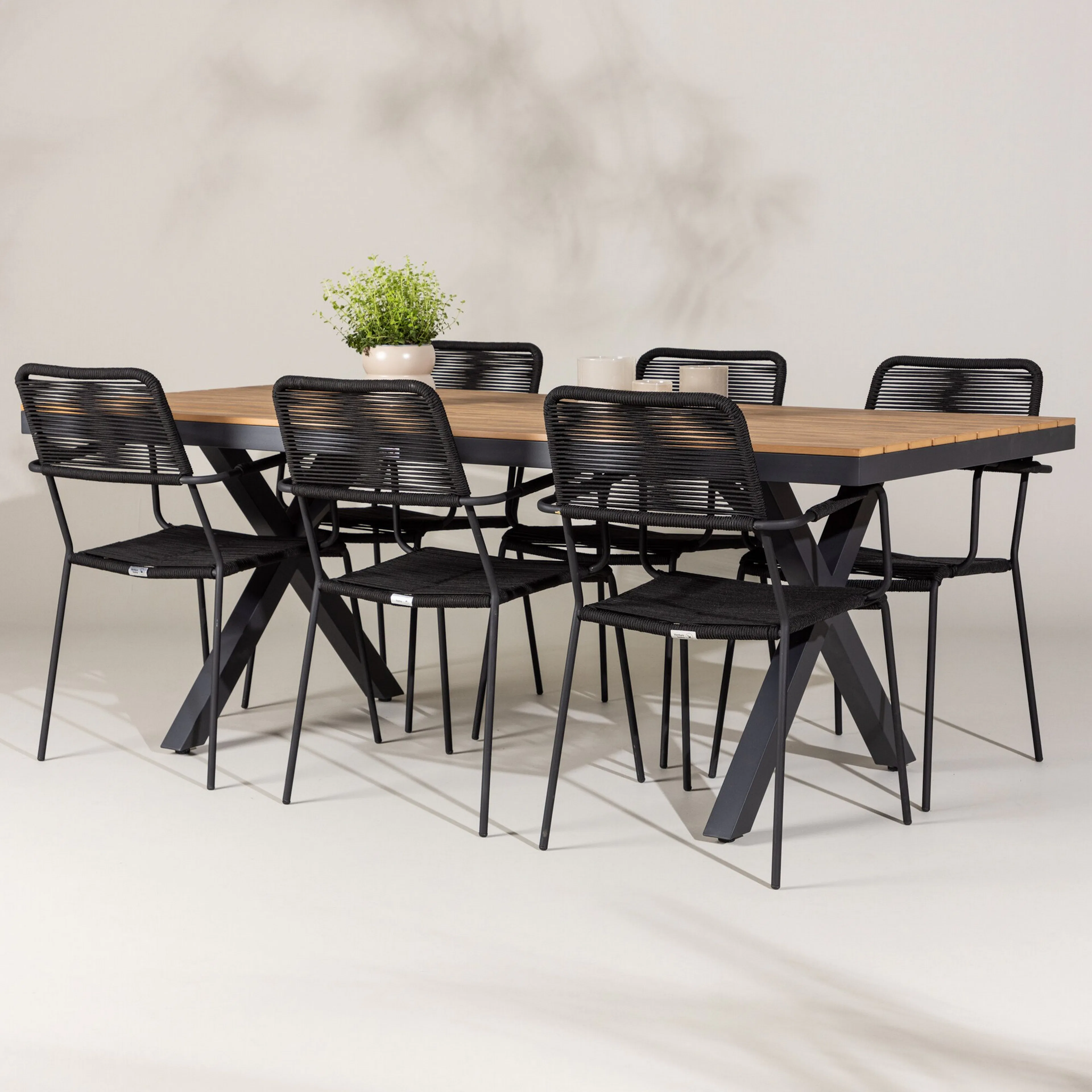 Trädgårdsgrupp Venture Home Garcia med 6 Lindos Trädgårdsstolar
